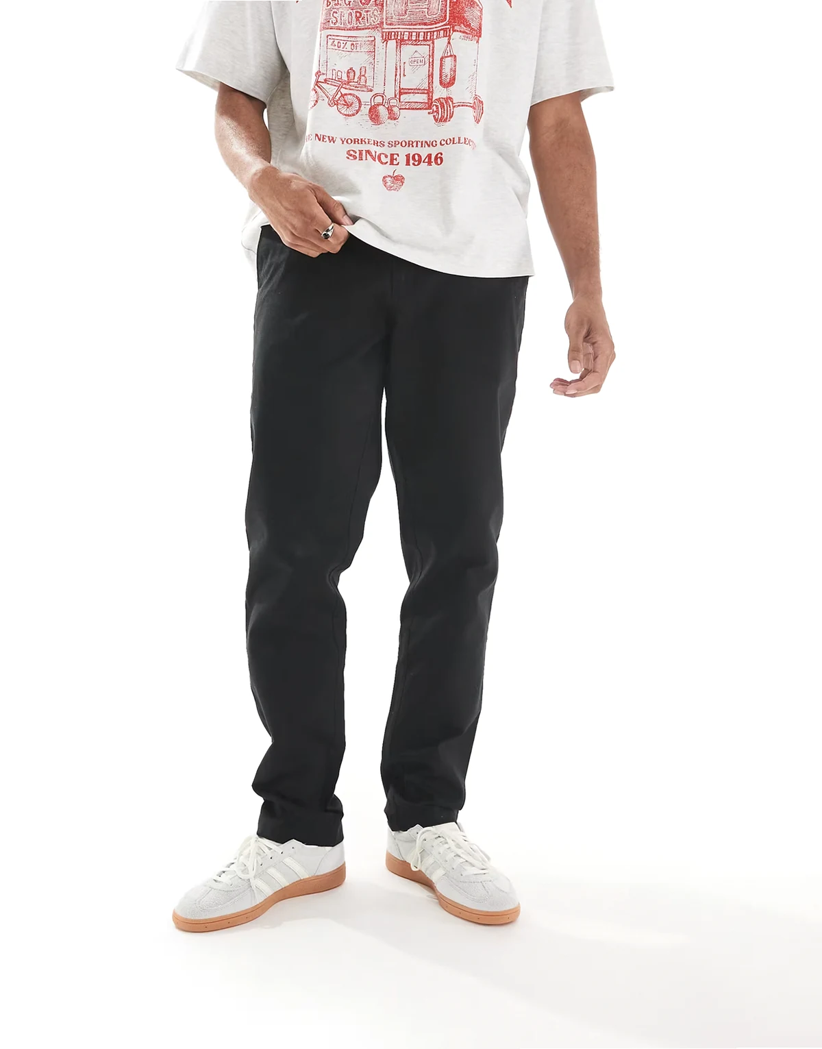 Norwood hopsack chino pants in black