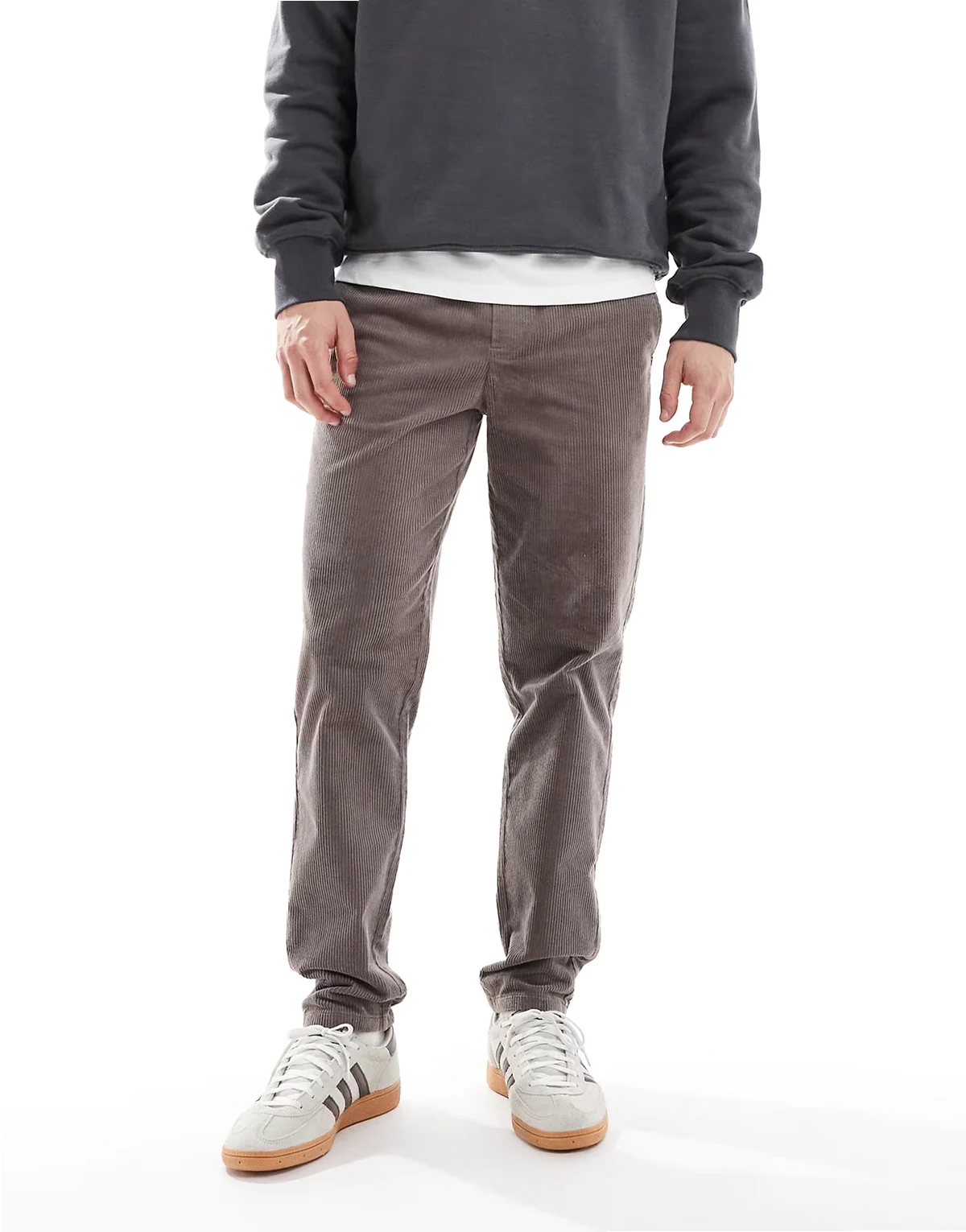 tapered corduroy pants in light brown