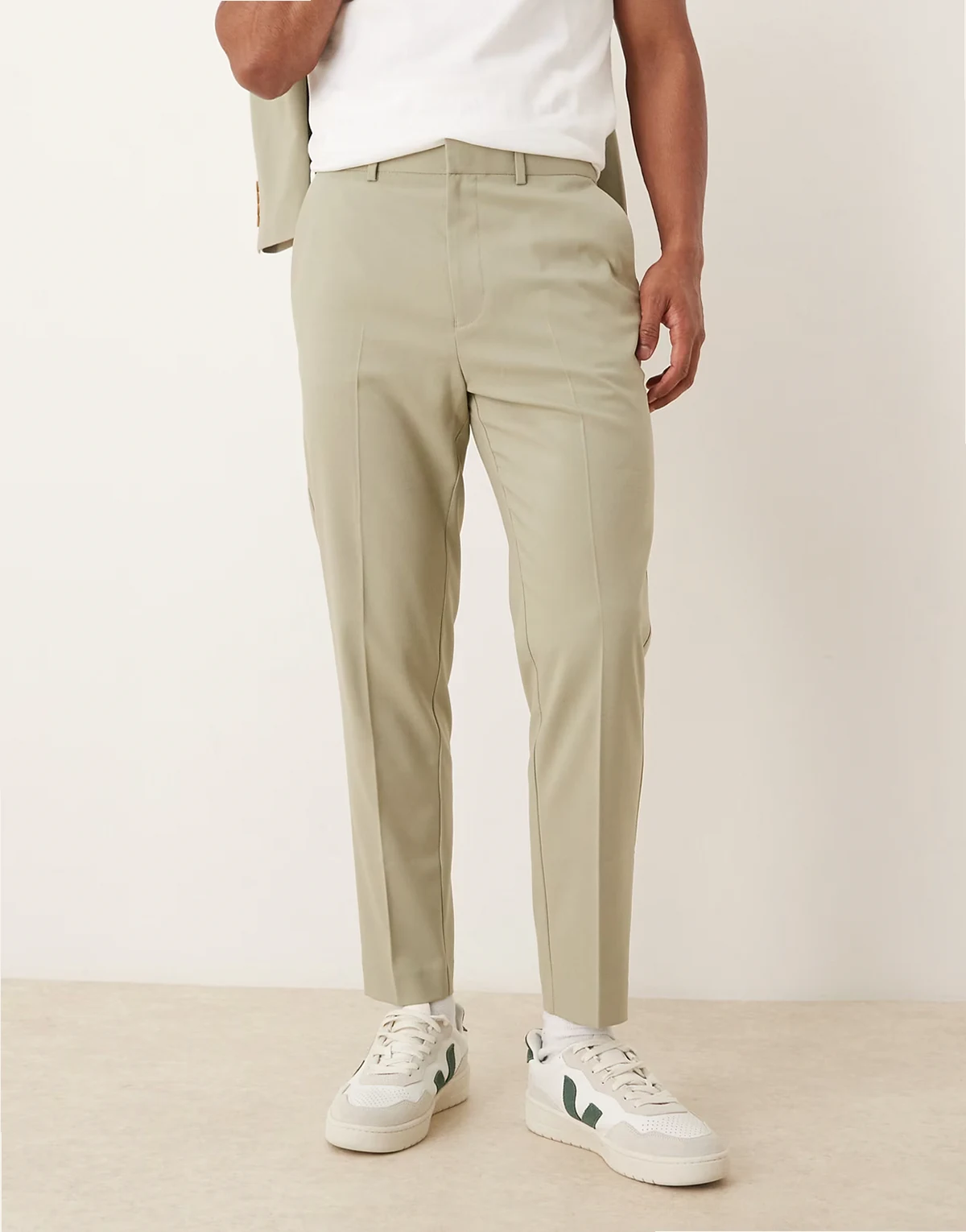 tapered suit pants in light green