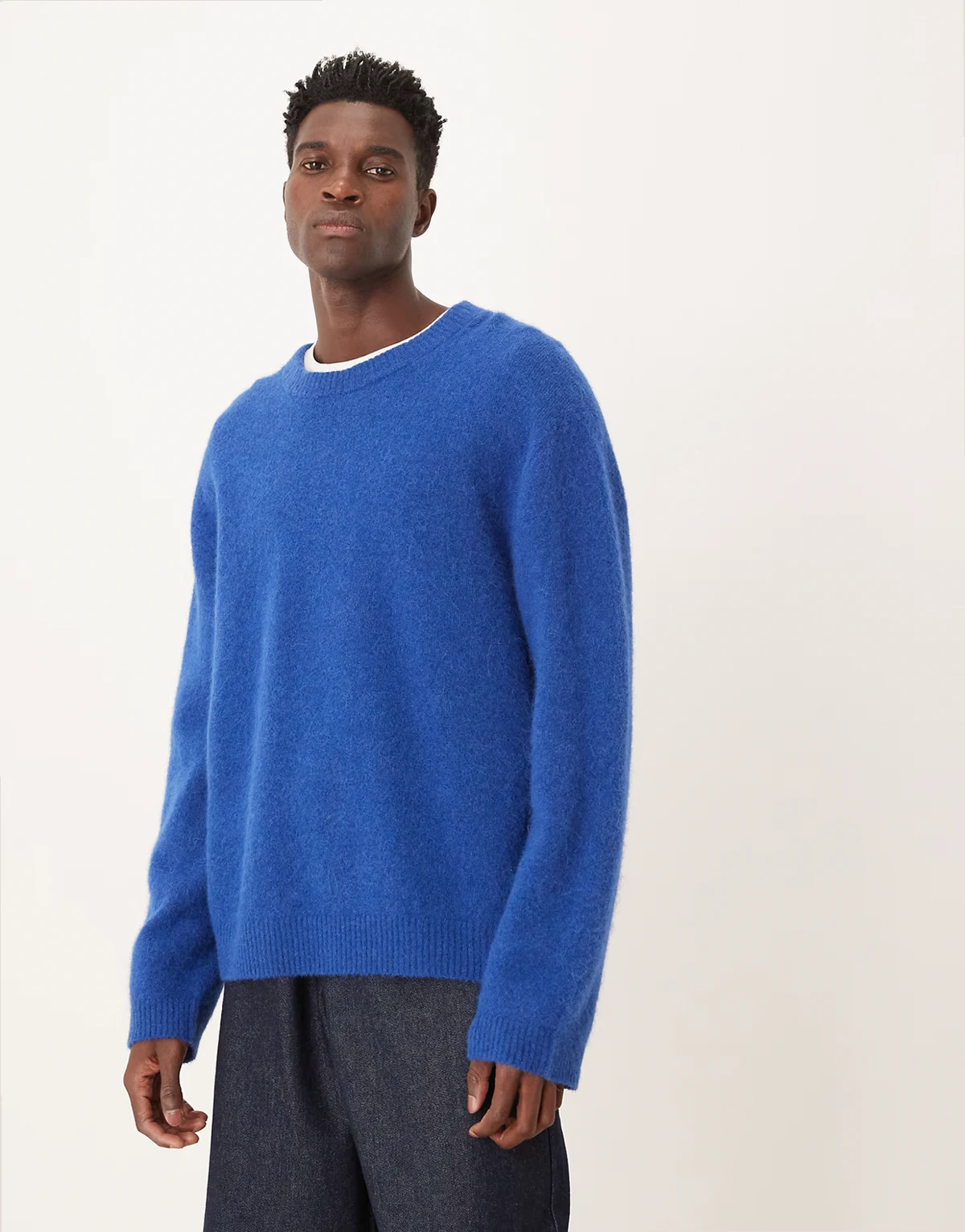 alpaca wool blend sweater in blue