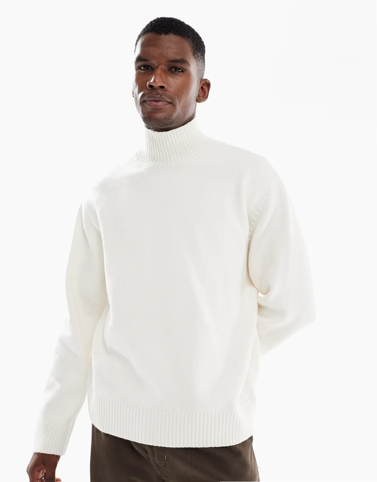 oversize heavyweight turtleneck sweater in cream