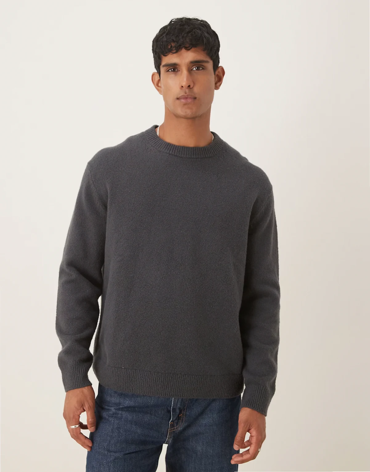 super soft crew neck knit sweater in washed black