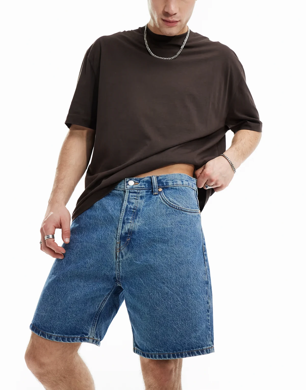 Space relaxed fit denim shorts in 90s blue
