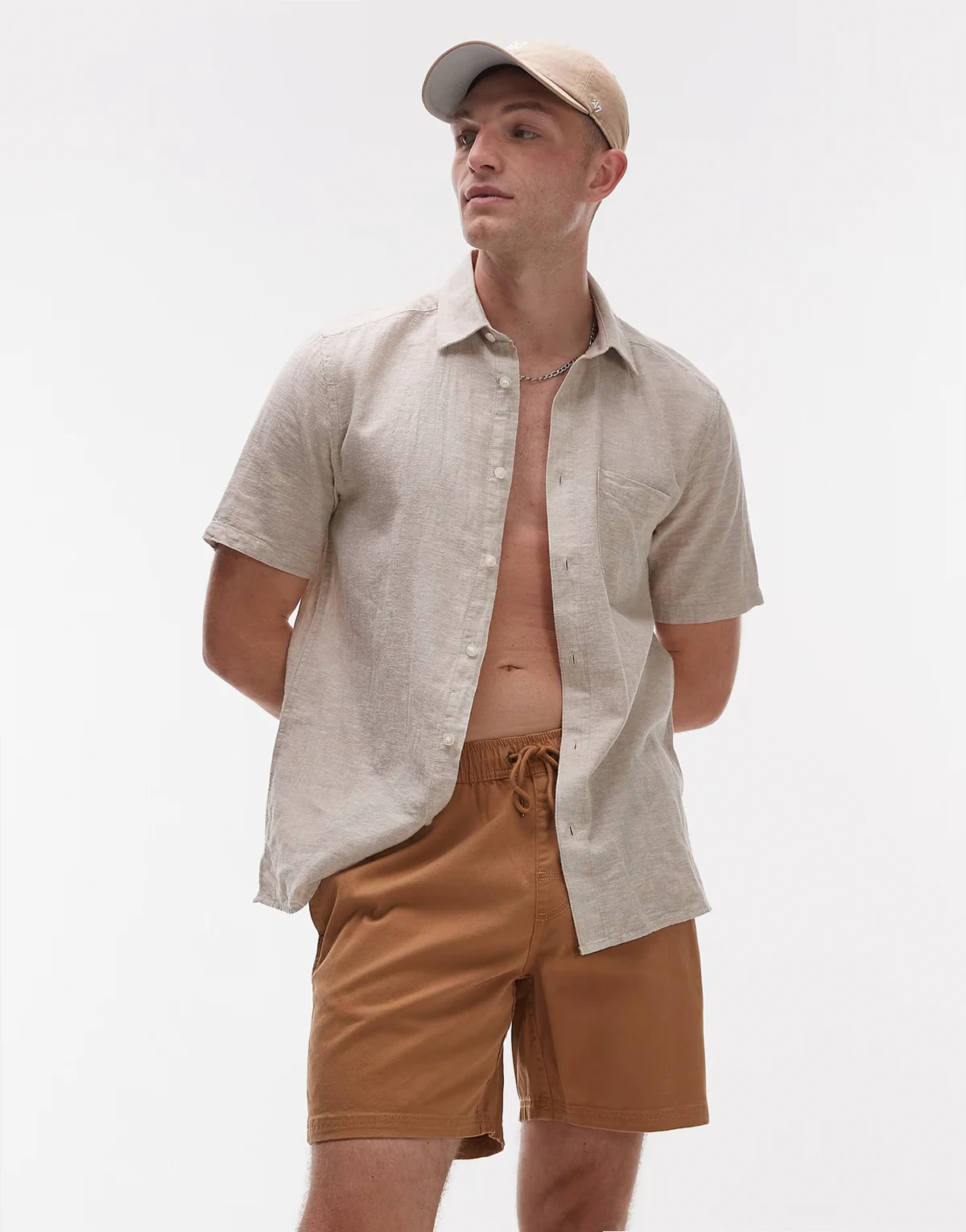 – Escape – Shorts in Kamelbraun mit elastischem Bund