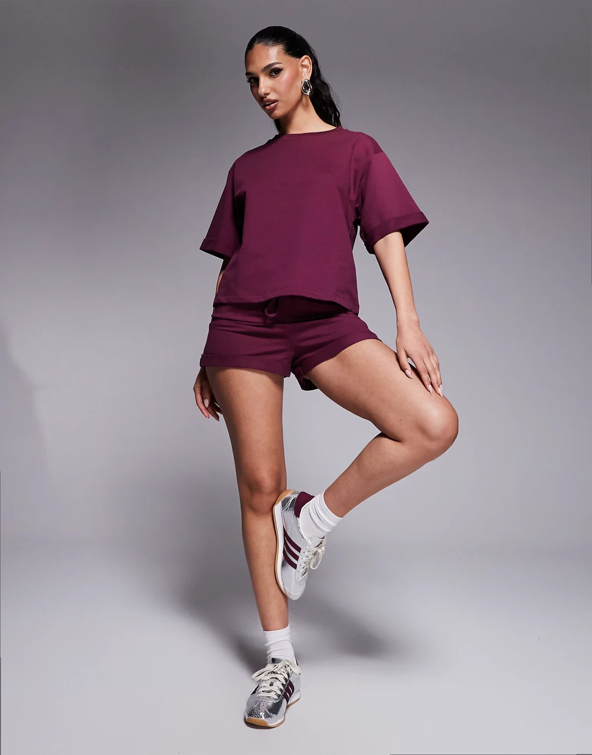 – Sweat-Shorts in Burgunderrot, Kombiteil