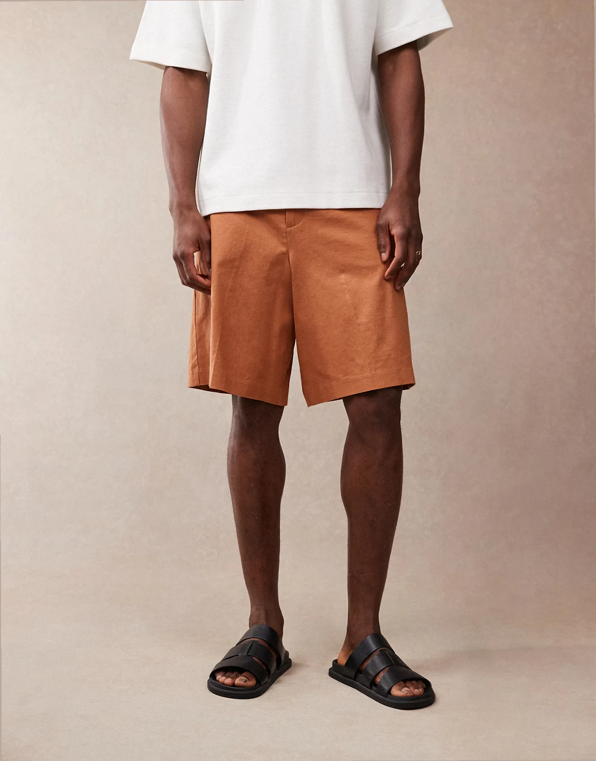 – Elegante Bermudashorts aus Leinenmix in Rostrot