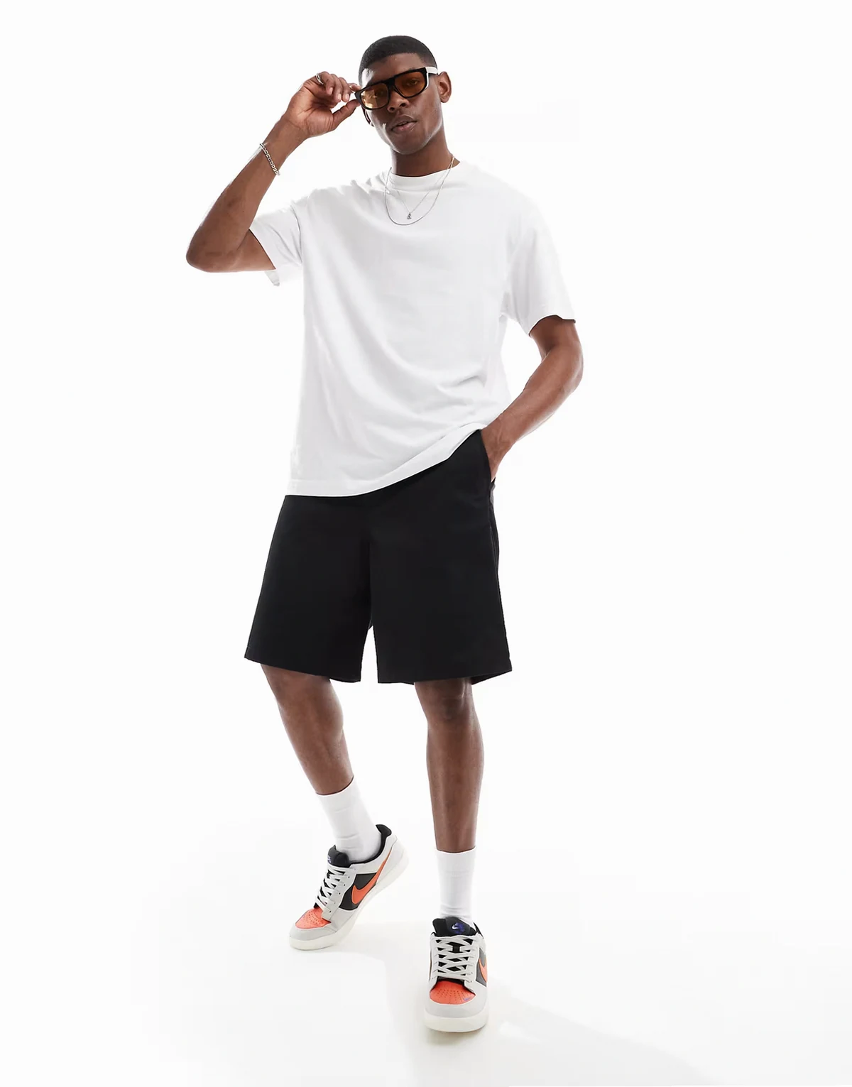 baggy heavy twill chino shorts in black