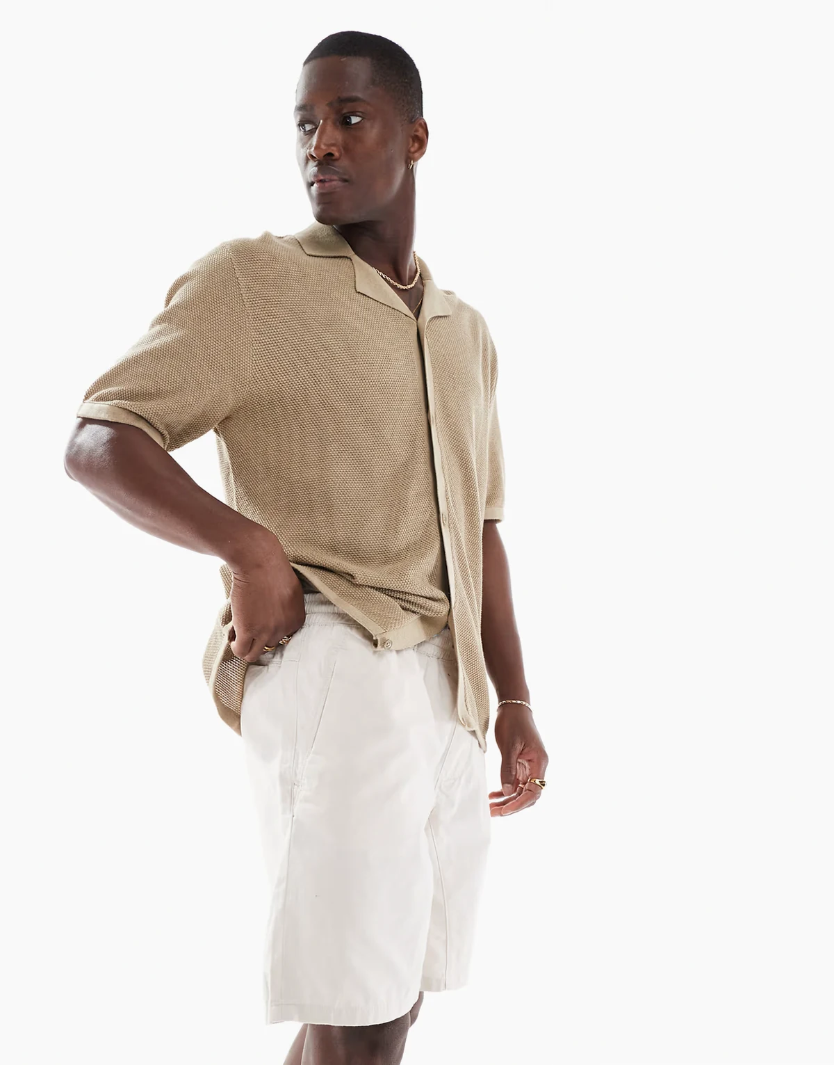 drawstring chino shorts in light beige