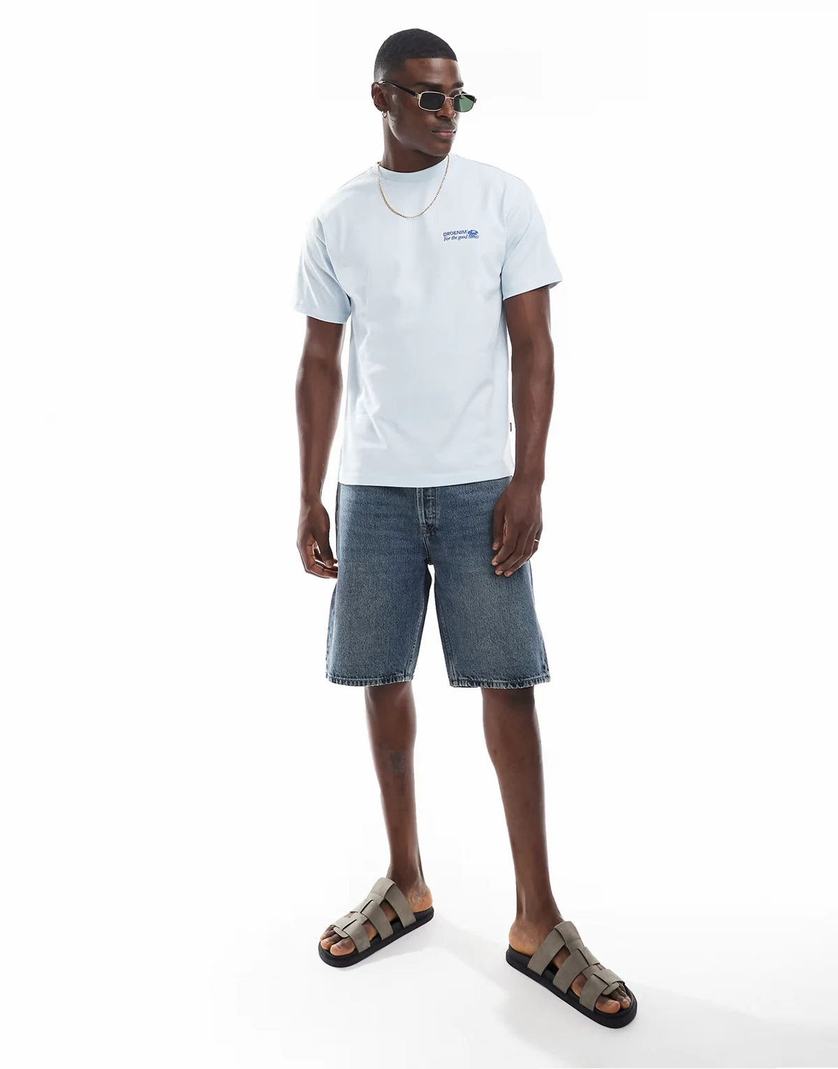 – Dash – Niebieskie jeansowe szorty o regularnym kroju ze średnim stanem w stylu vintage