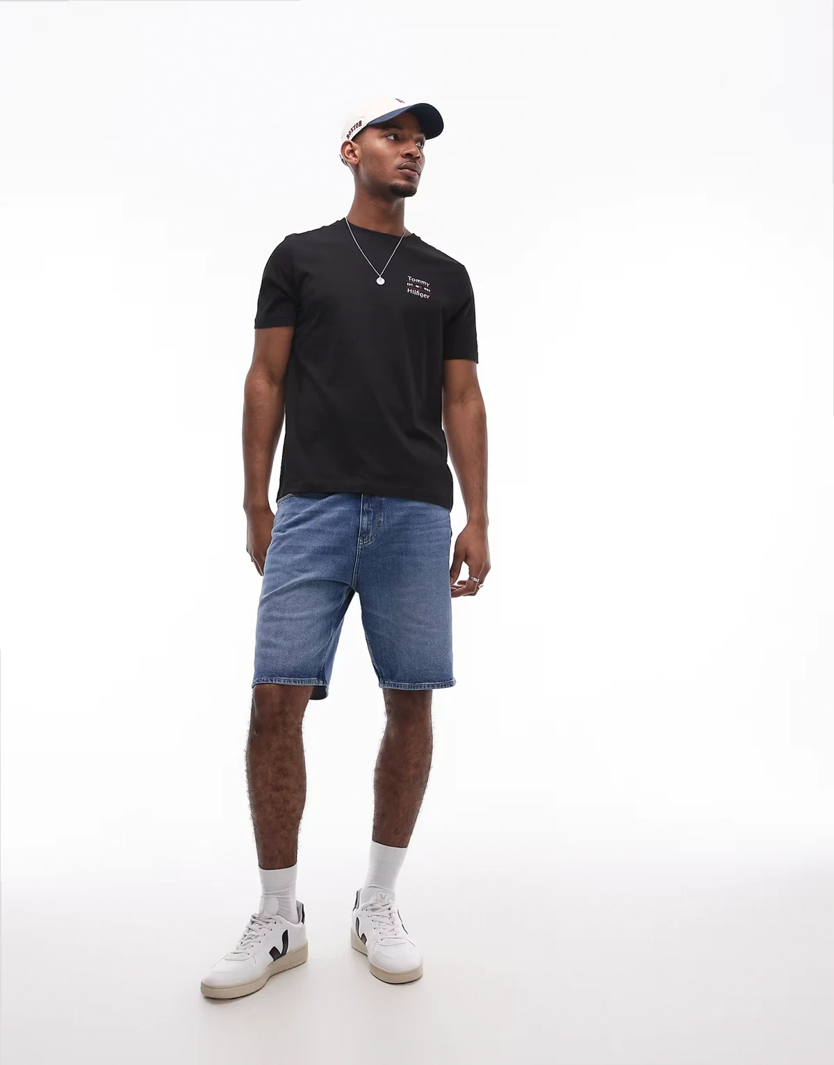 – Isaac – Relaxed Fit Jeans-Shorts in dunkler Waschung