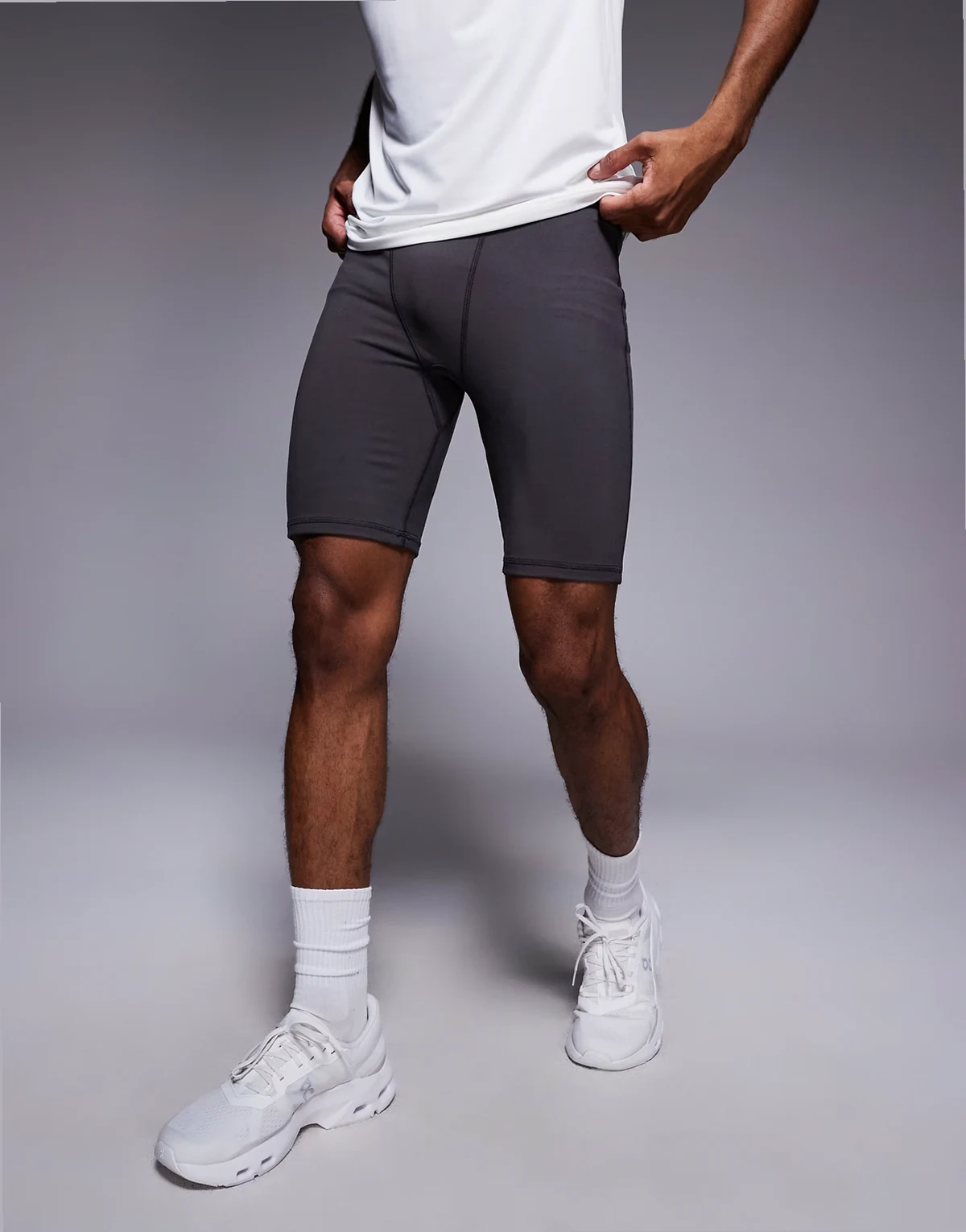 Yoga soft touch training half tight with drawstring waist in granite gray
