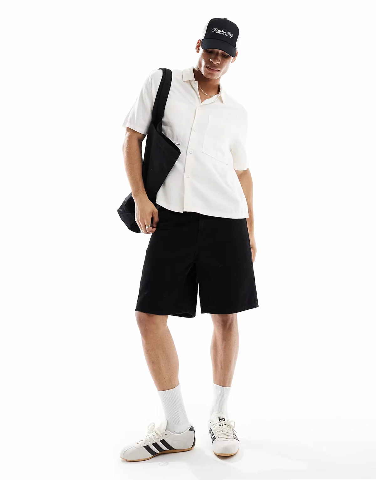 loose fit denim shorts in black