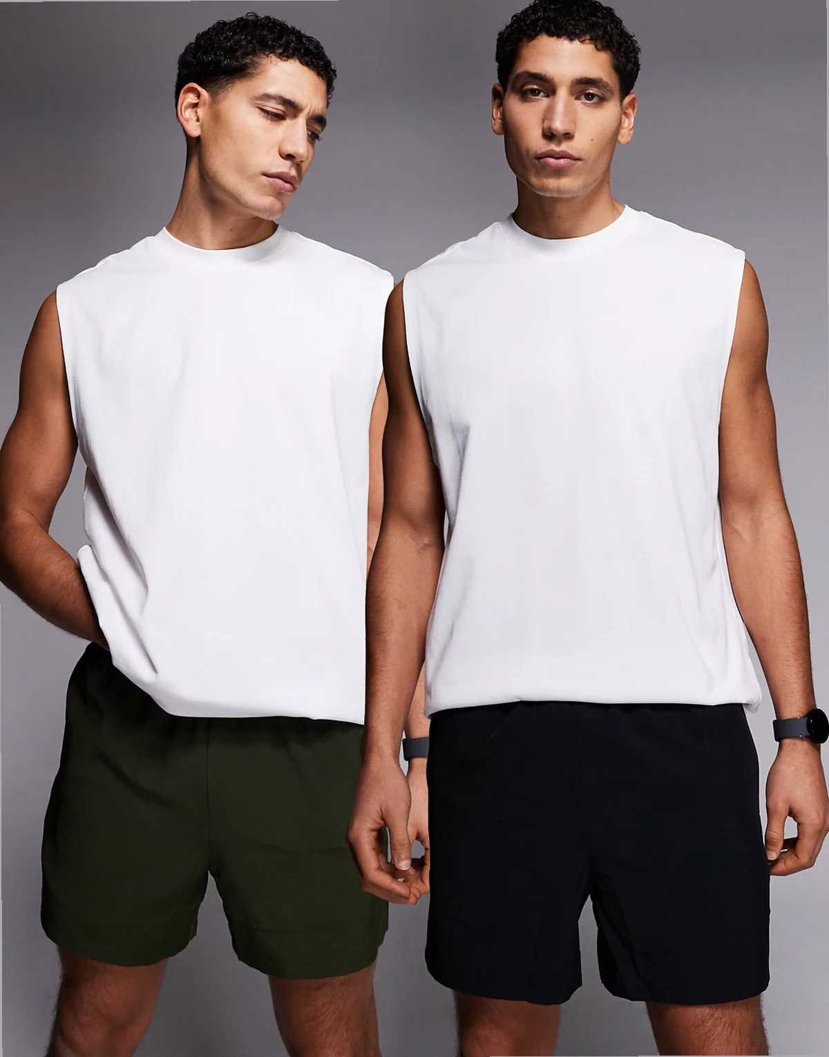 Icon 5 inch quick dry training shorts with zip pockets 2 pack in black and khaki