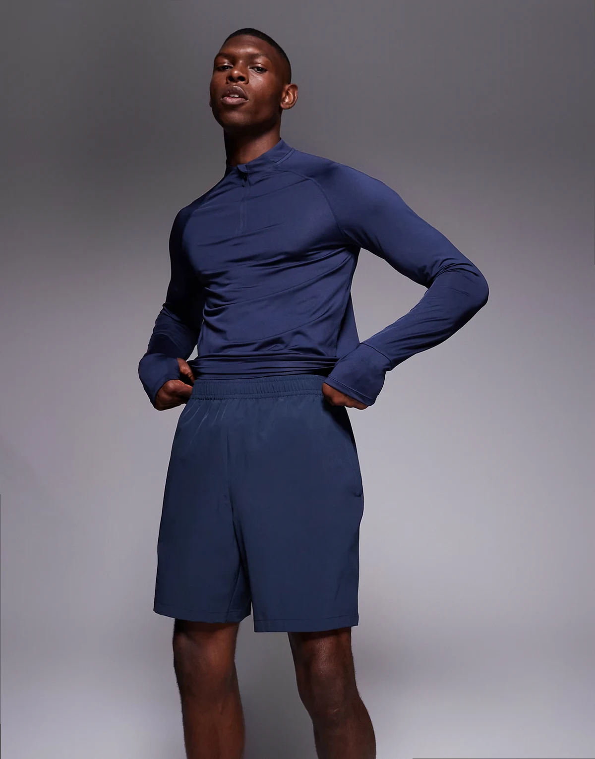 Icon 7 inch quick dry training shorts with zip pockets in deep navy