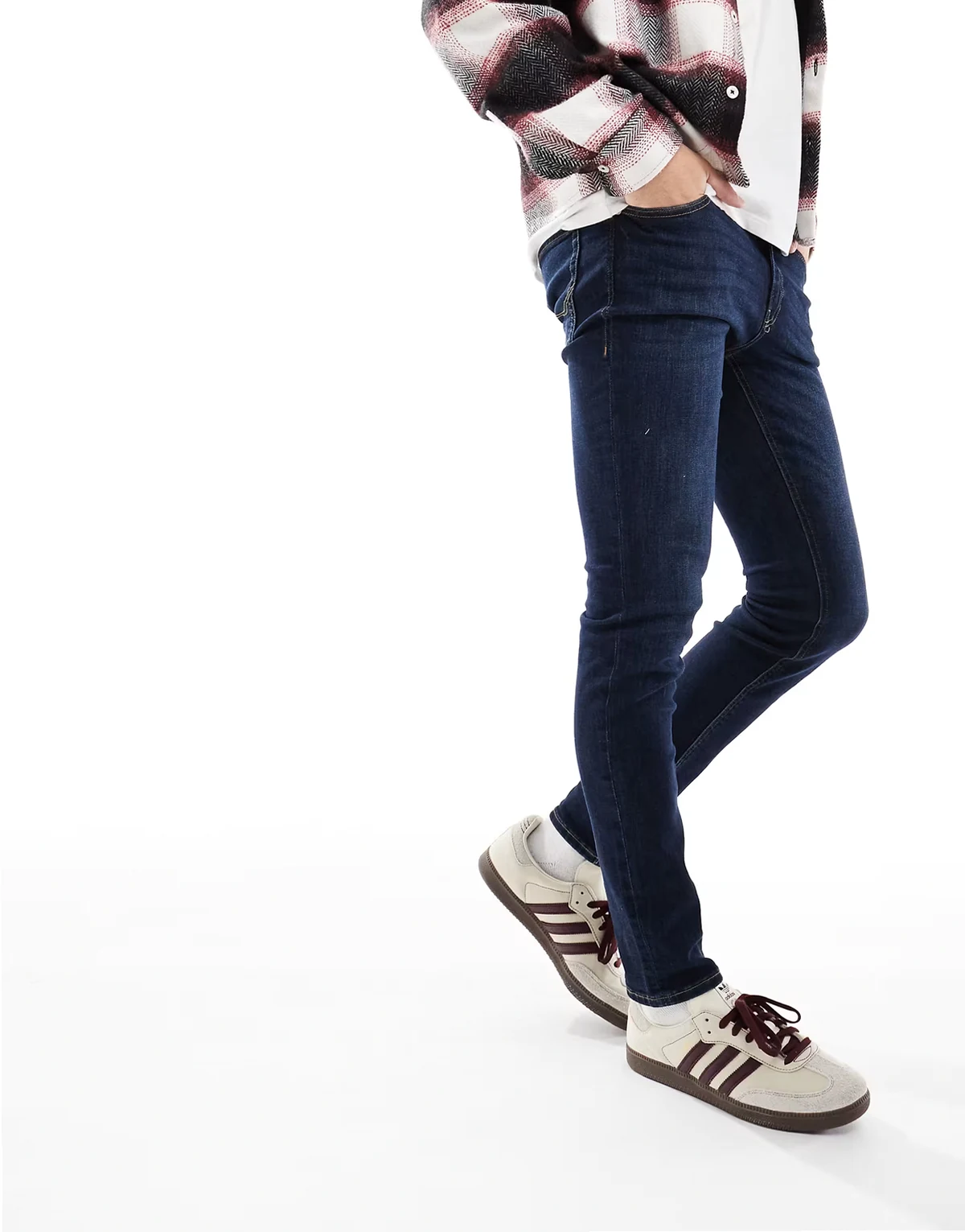 Intelligence Liam skinny fit jeans in mid blue wash
