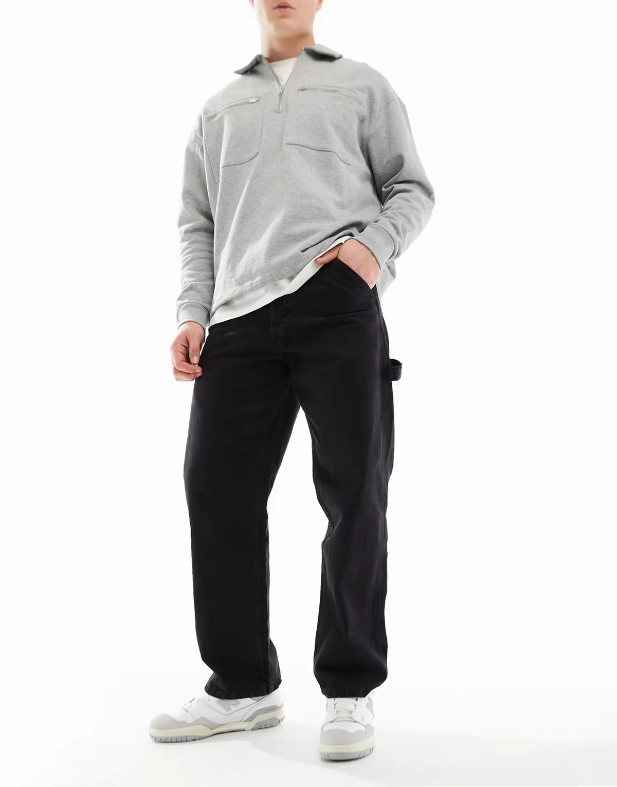 Eddie loose fit carpenter jeans in washed black