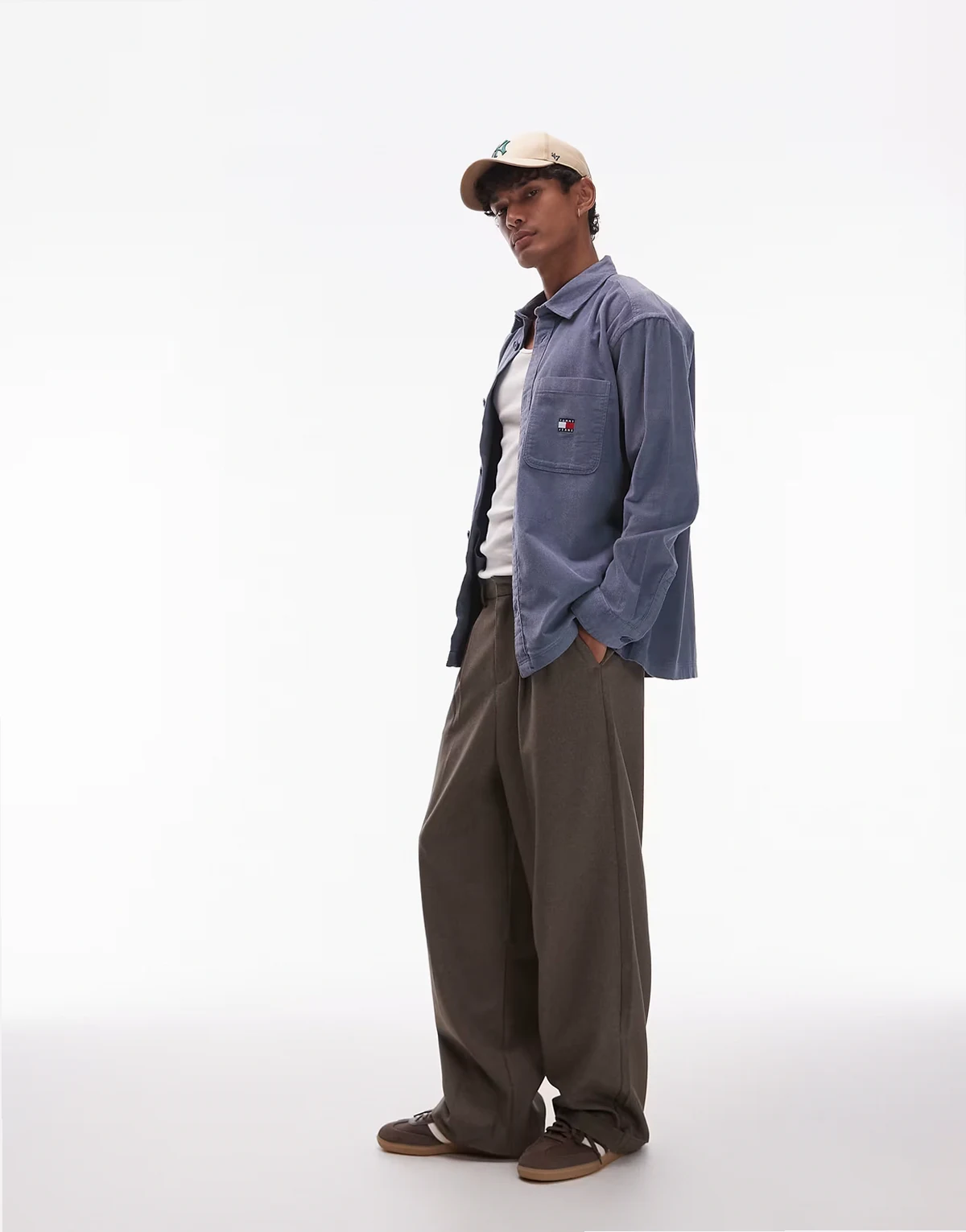 – Cord-Hemdjacke in Dunkelblau