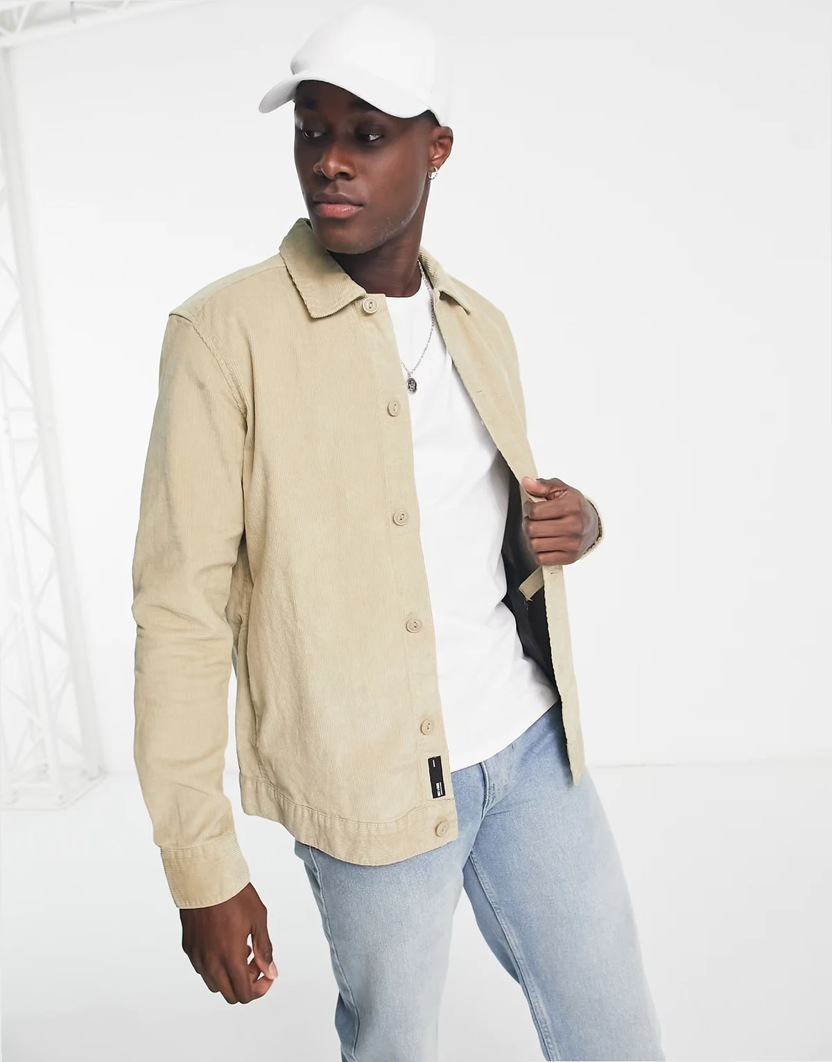 cord overshirt in beige