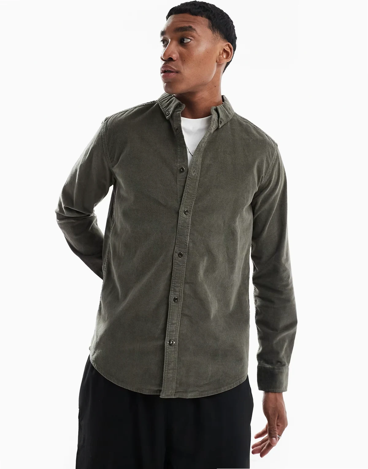cord shirt in charcoal