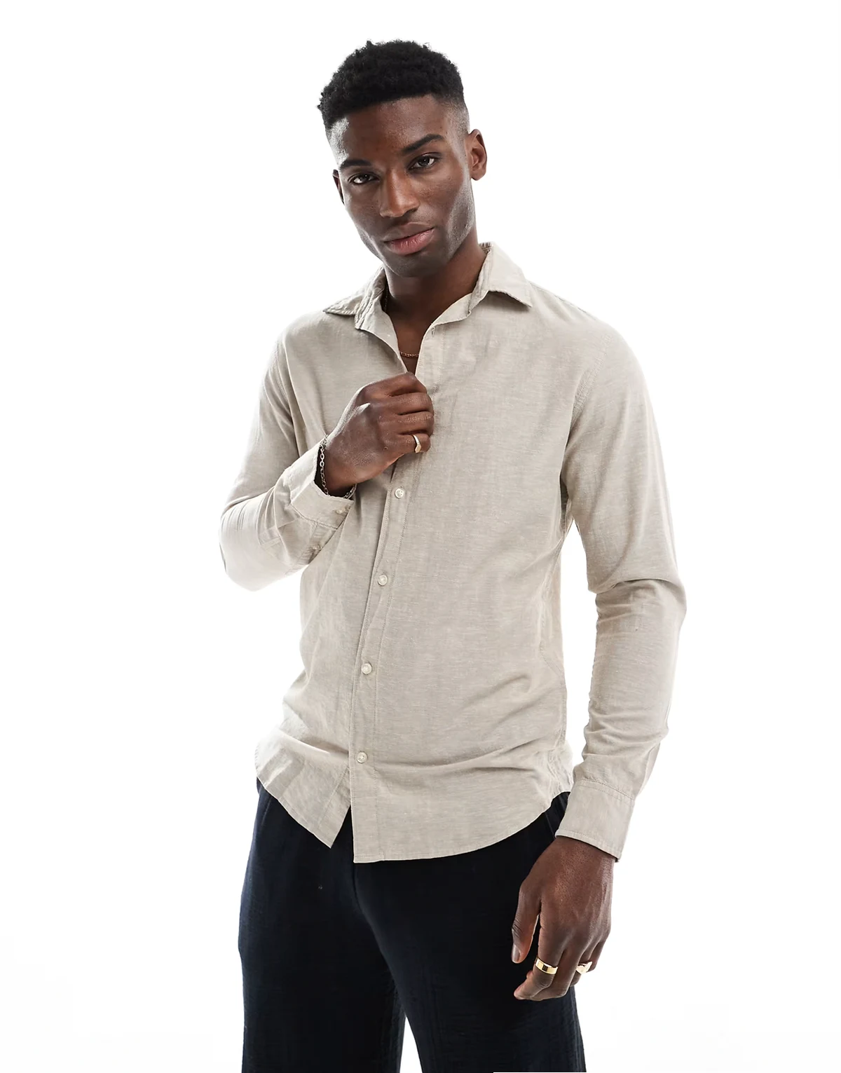 linen mix shirt in beige