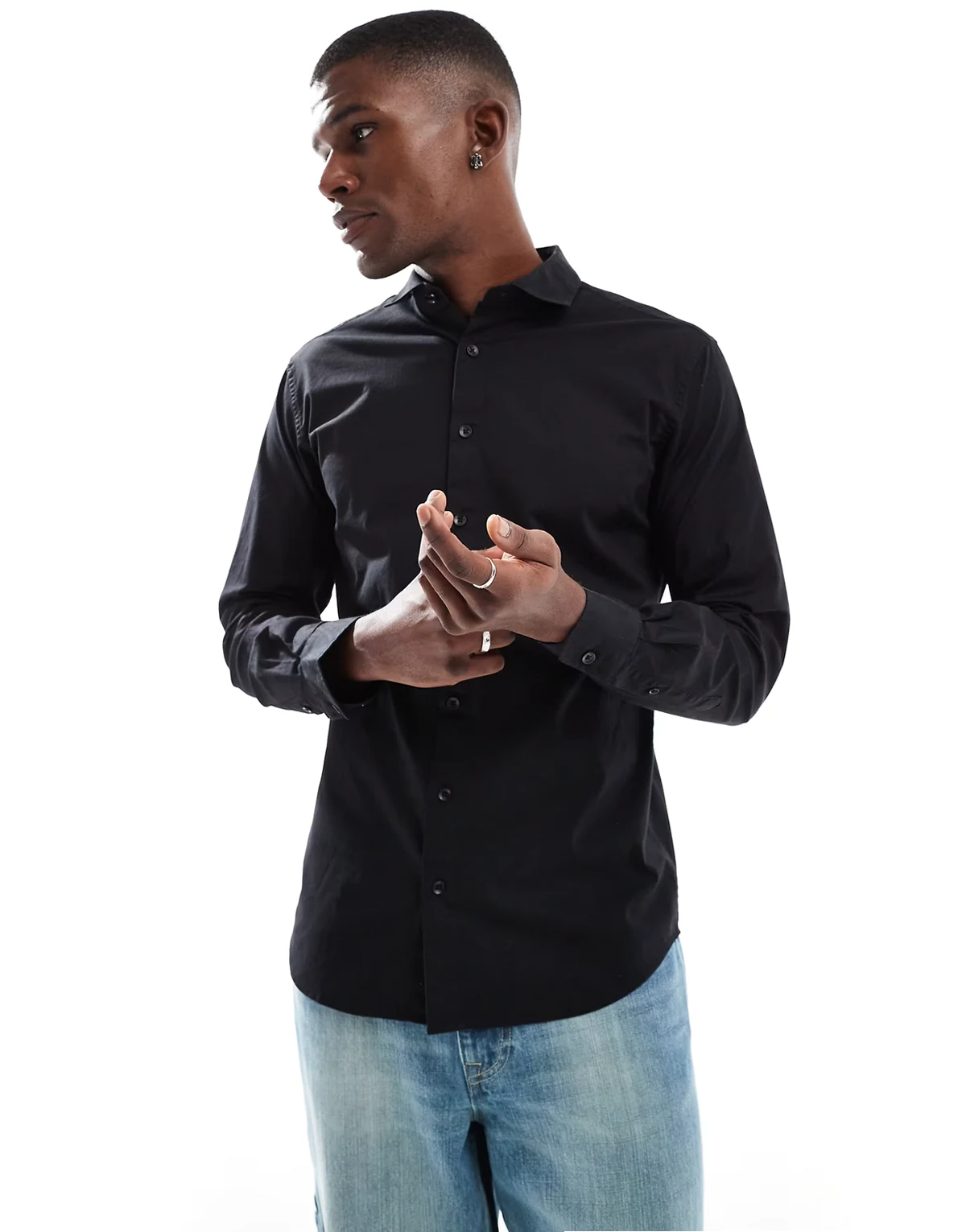 slim fit shirt in black