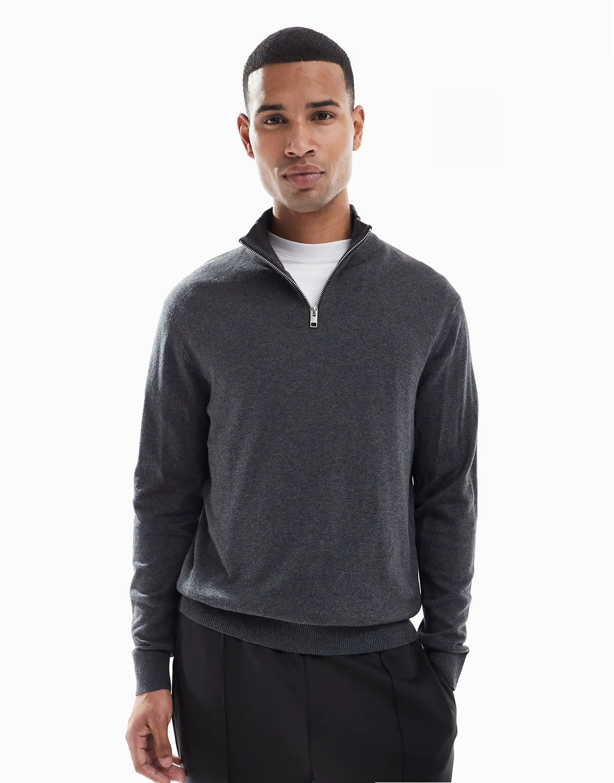 quarter zip sweater in gray