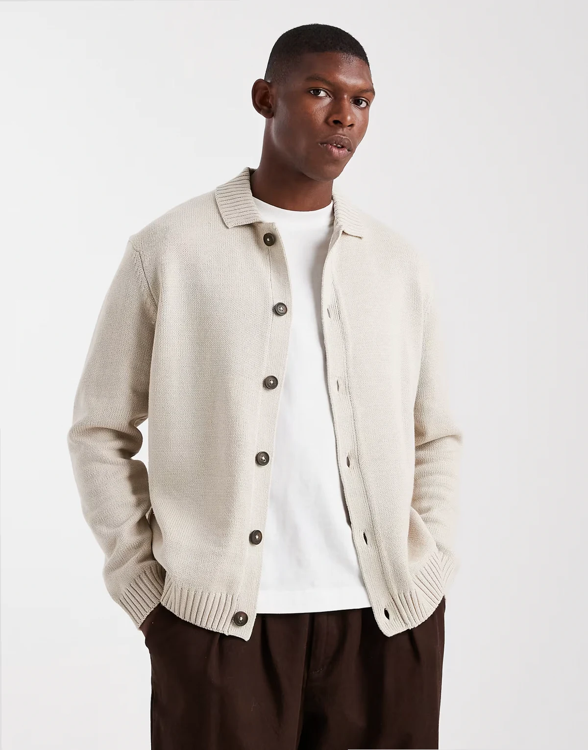 regular cardigan in stone