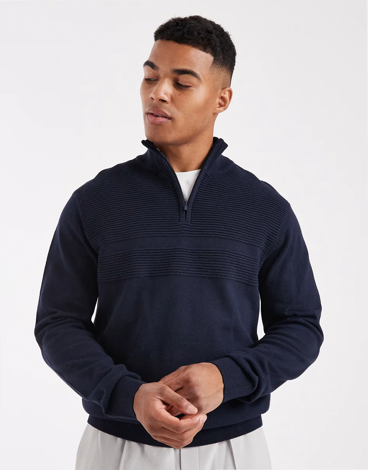 1/4 zip knit sweater in navy