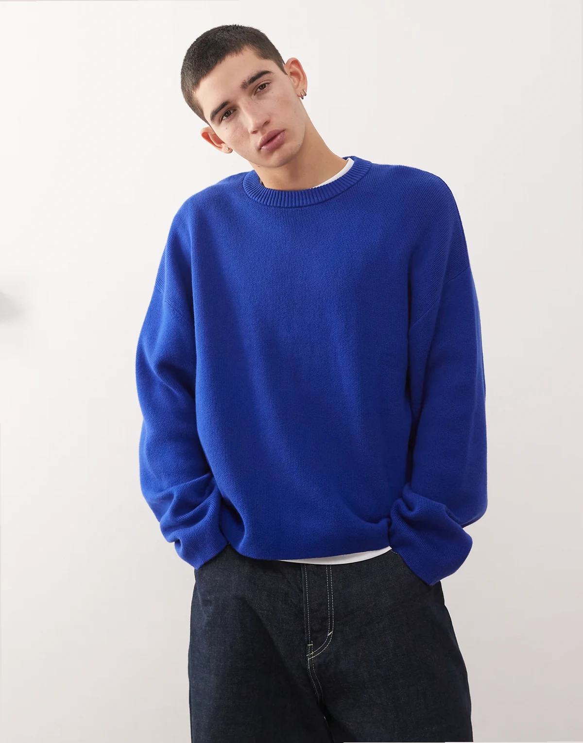 – Kastiger Oversize-Pullover in Blau
