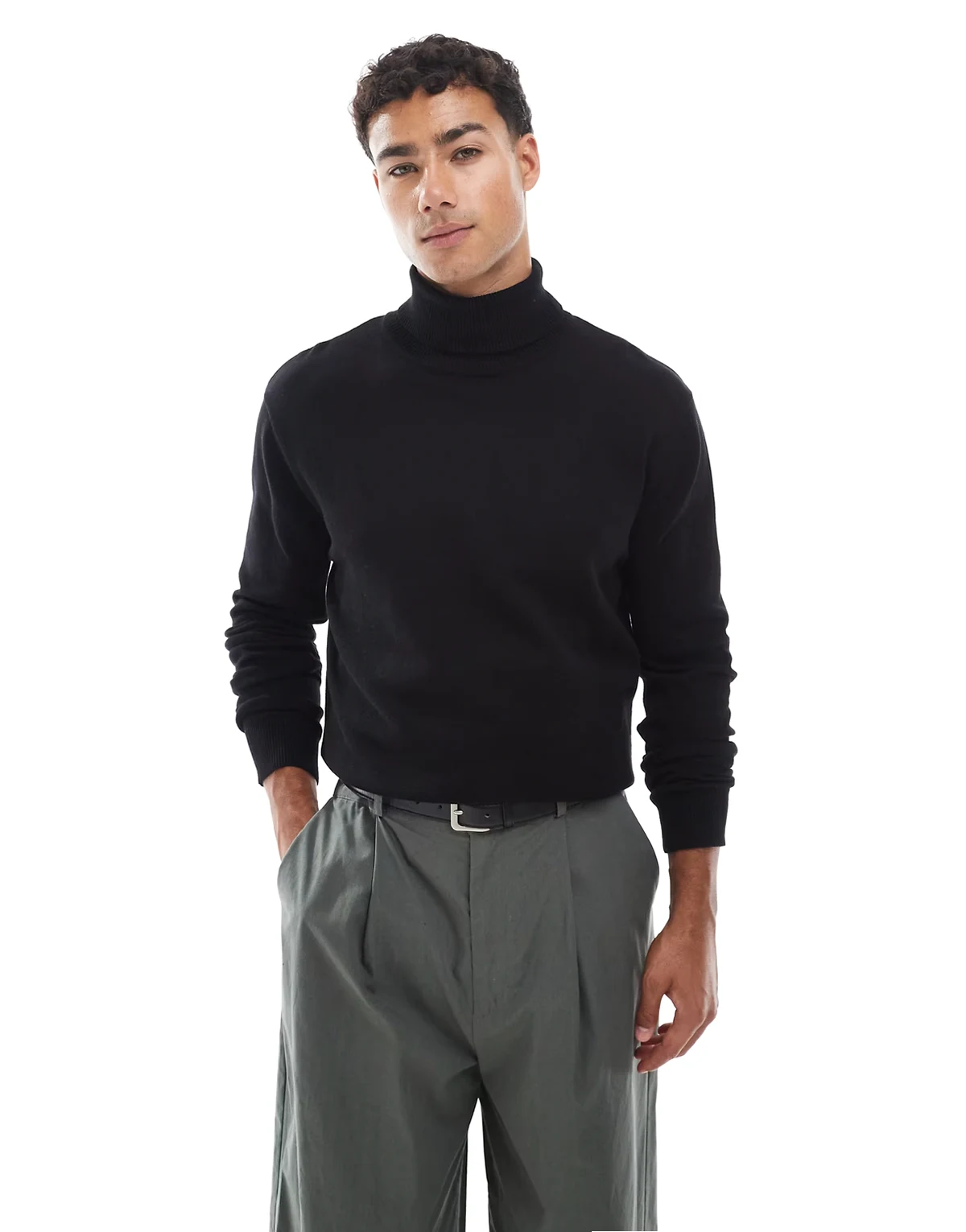 roll neck sweater in black