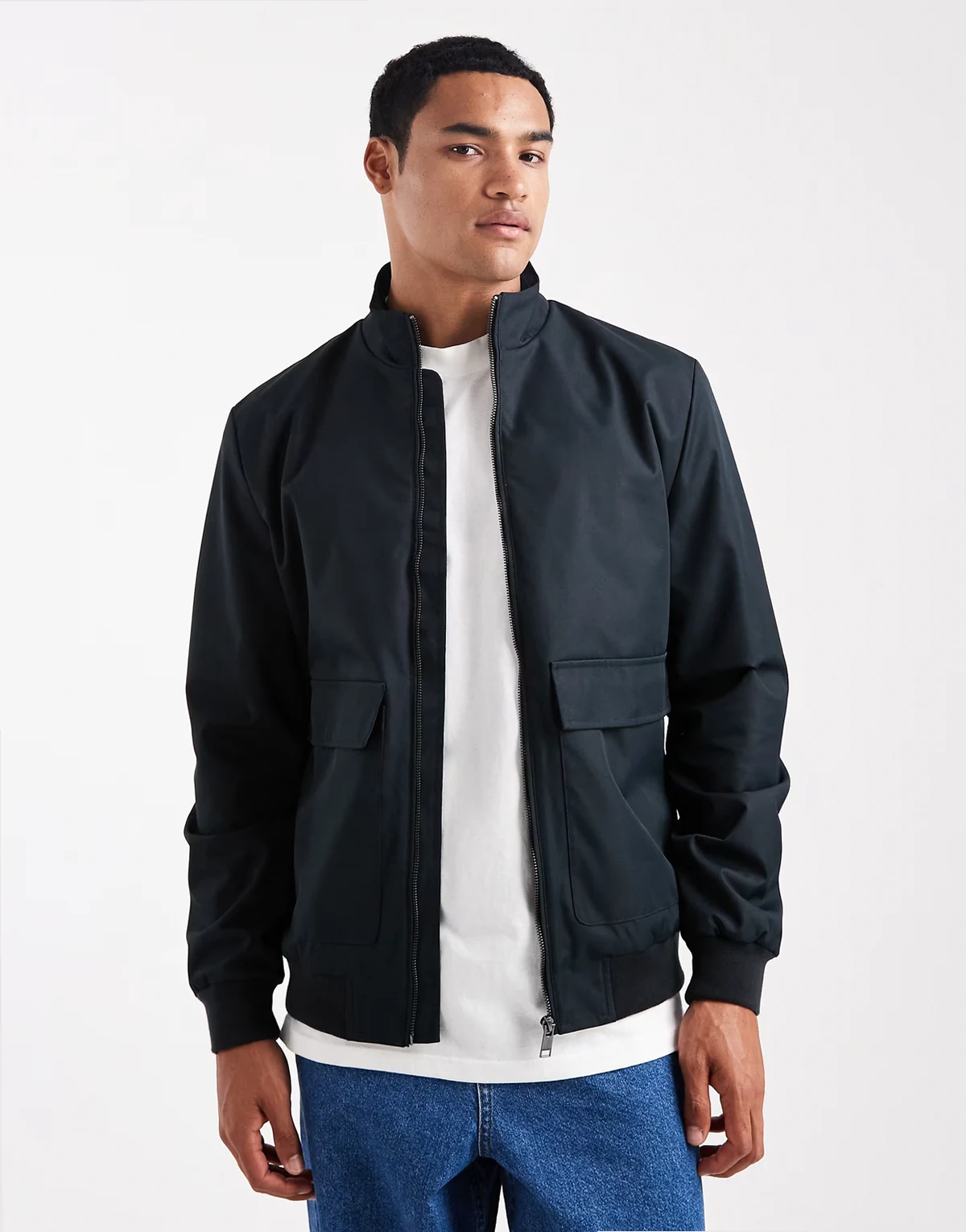 bomber jacket with front pockets in navy