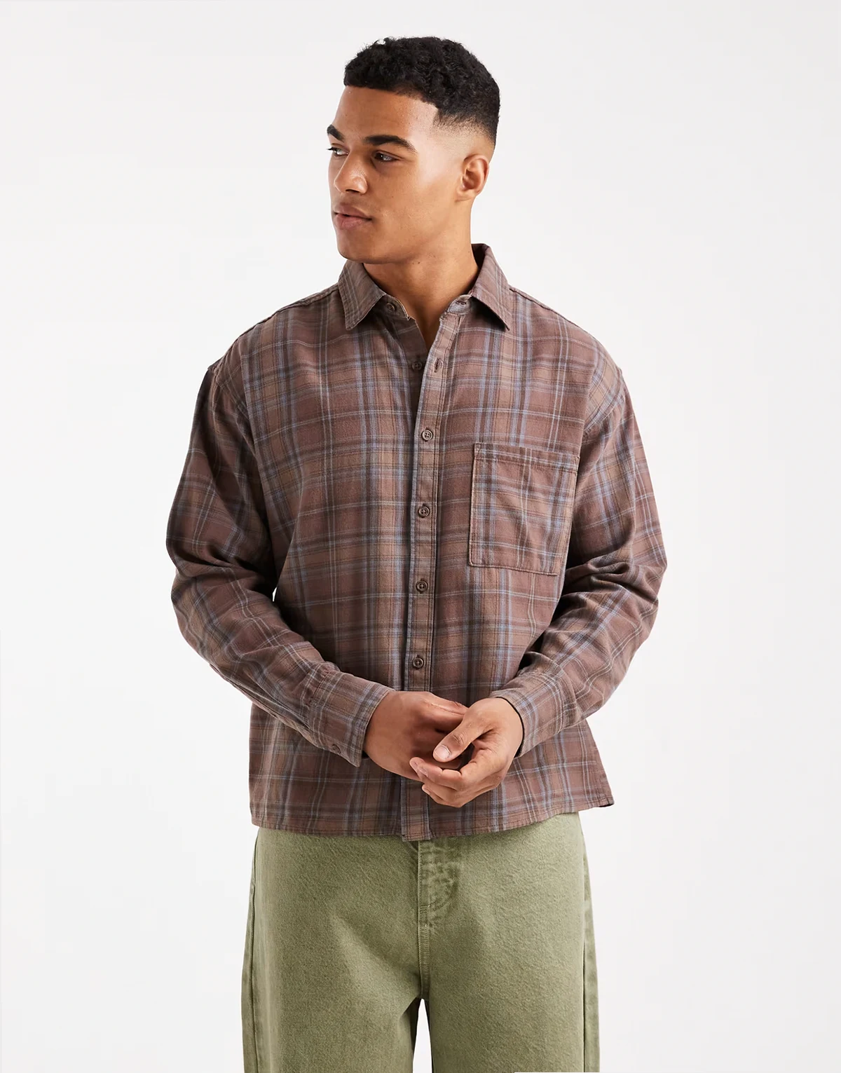 – Tribeca – Brązowa koszula z długim rękawem