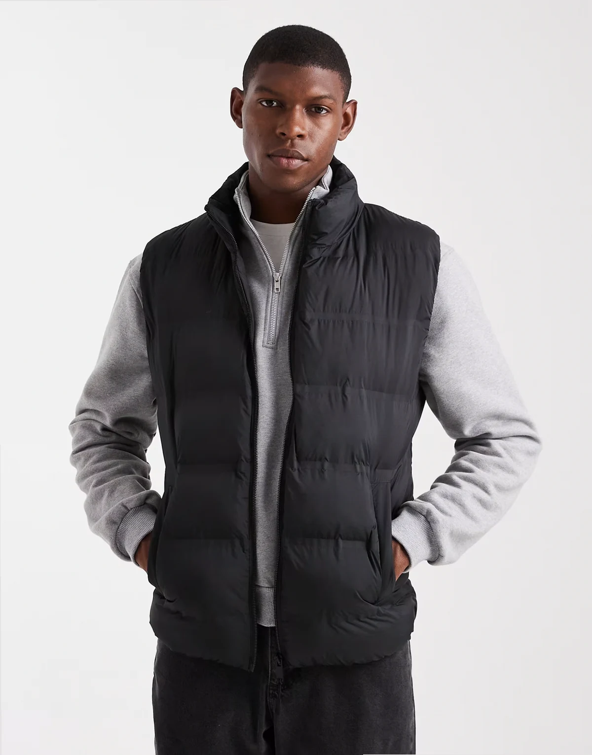 quilted vest in black