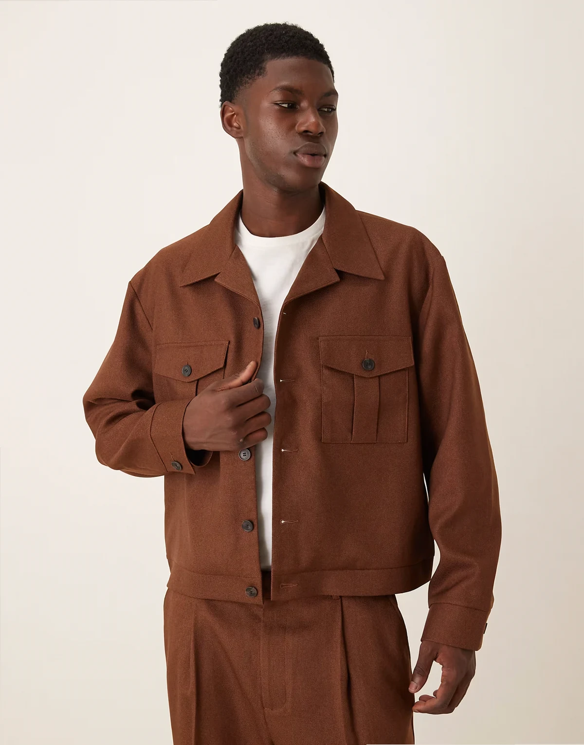 dressy shacket in brown - part of a set