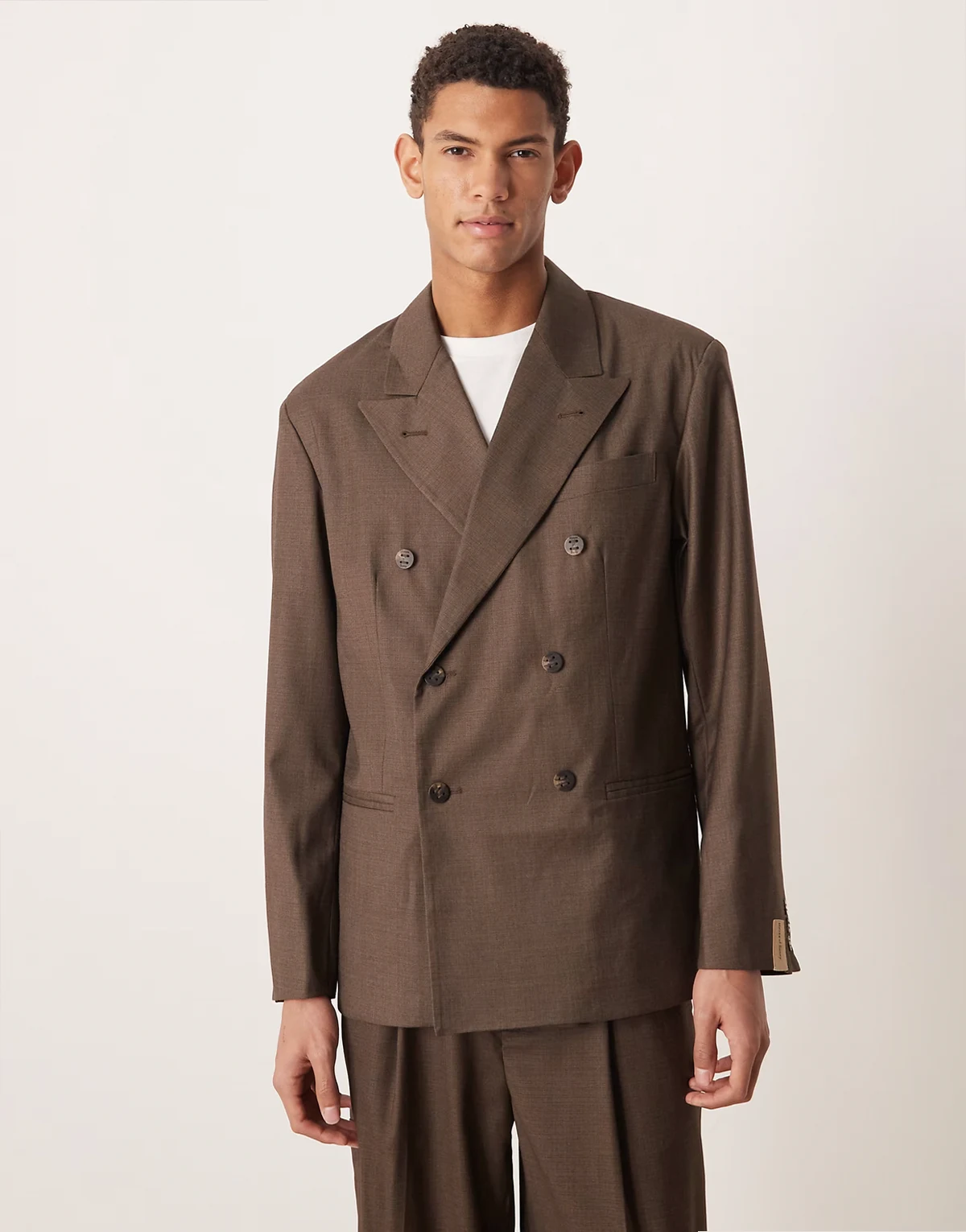 double breasted jacket in espresso brown - part of a set