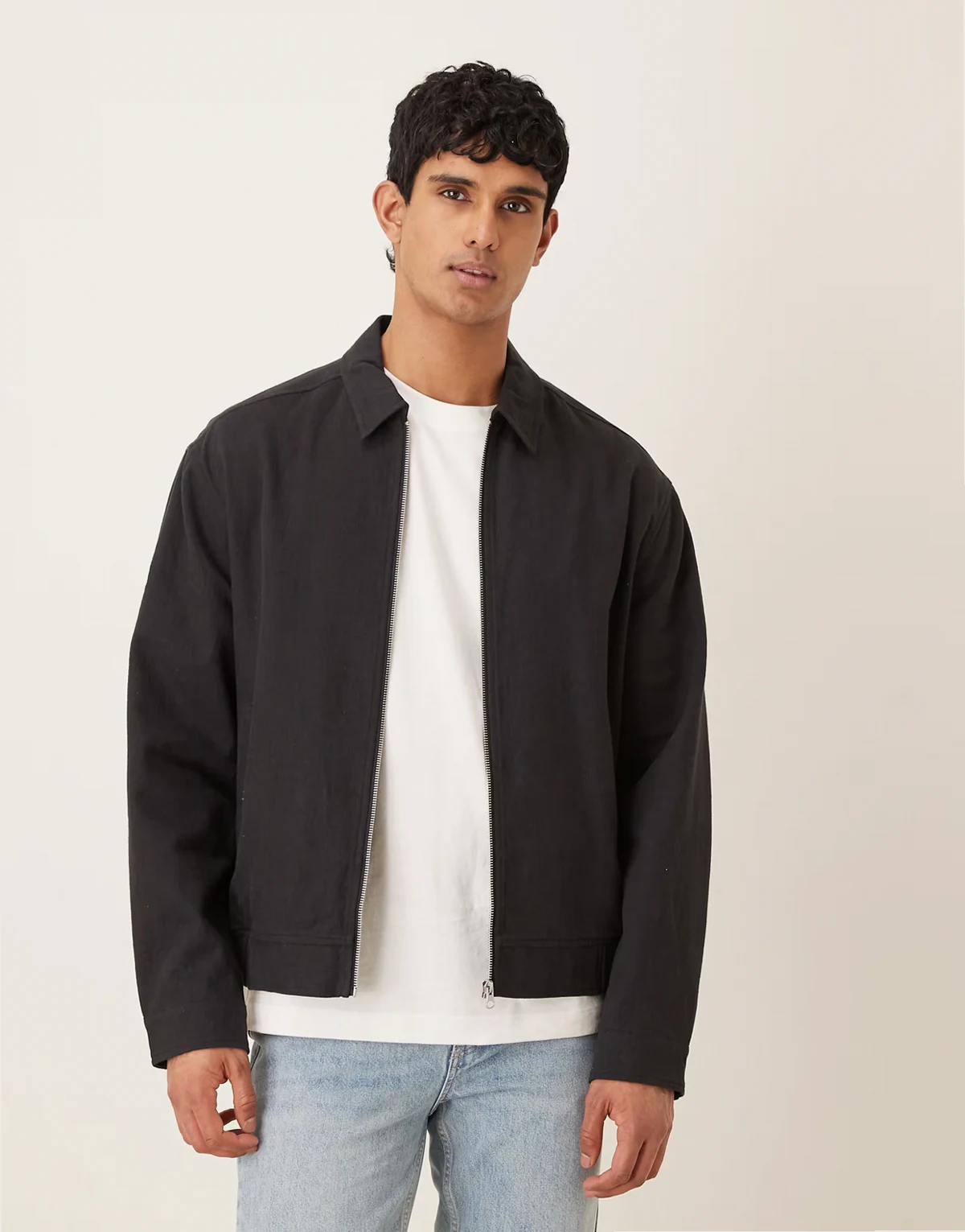 – Jacke aus Leinenmix in Schwarz