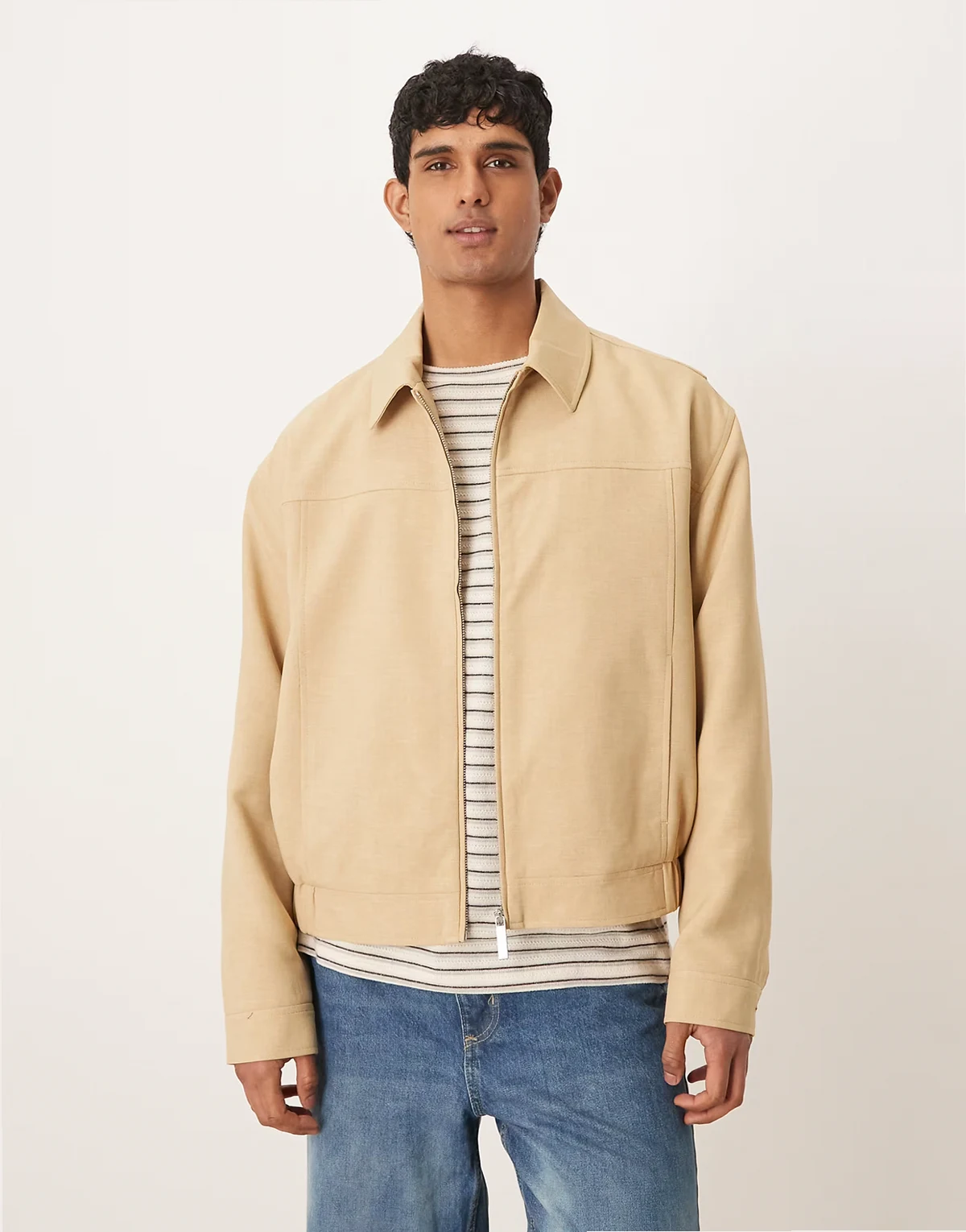 – Elegante Harrington-Jacke in Stein, Kombiteil