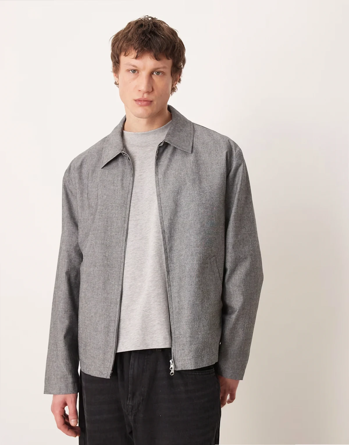 – Elegante Harrington-Jacke in Grau