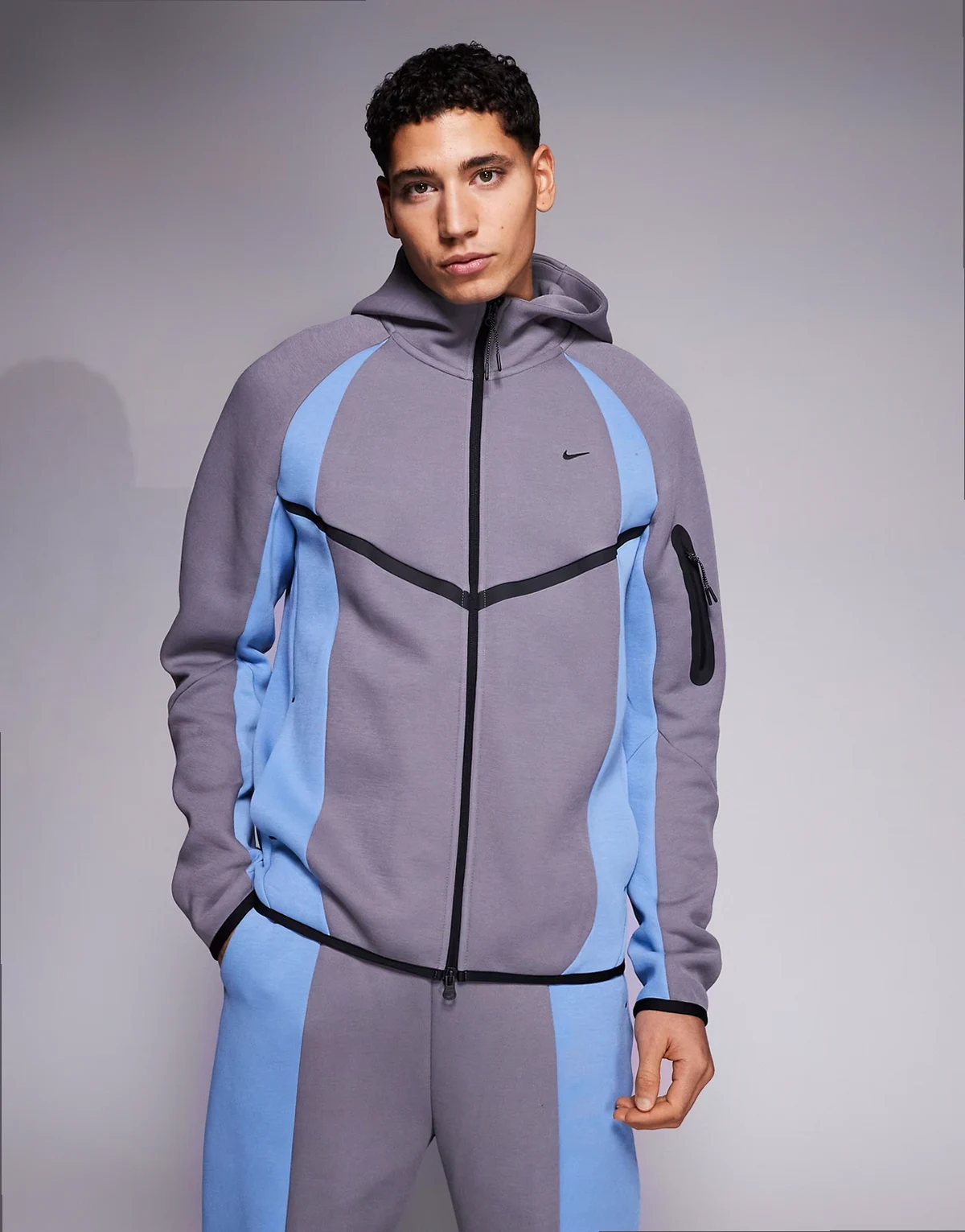 Tech Pro track jacket in gray and blue