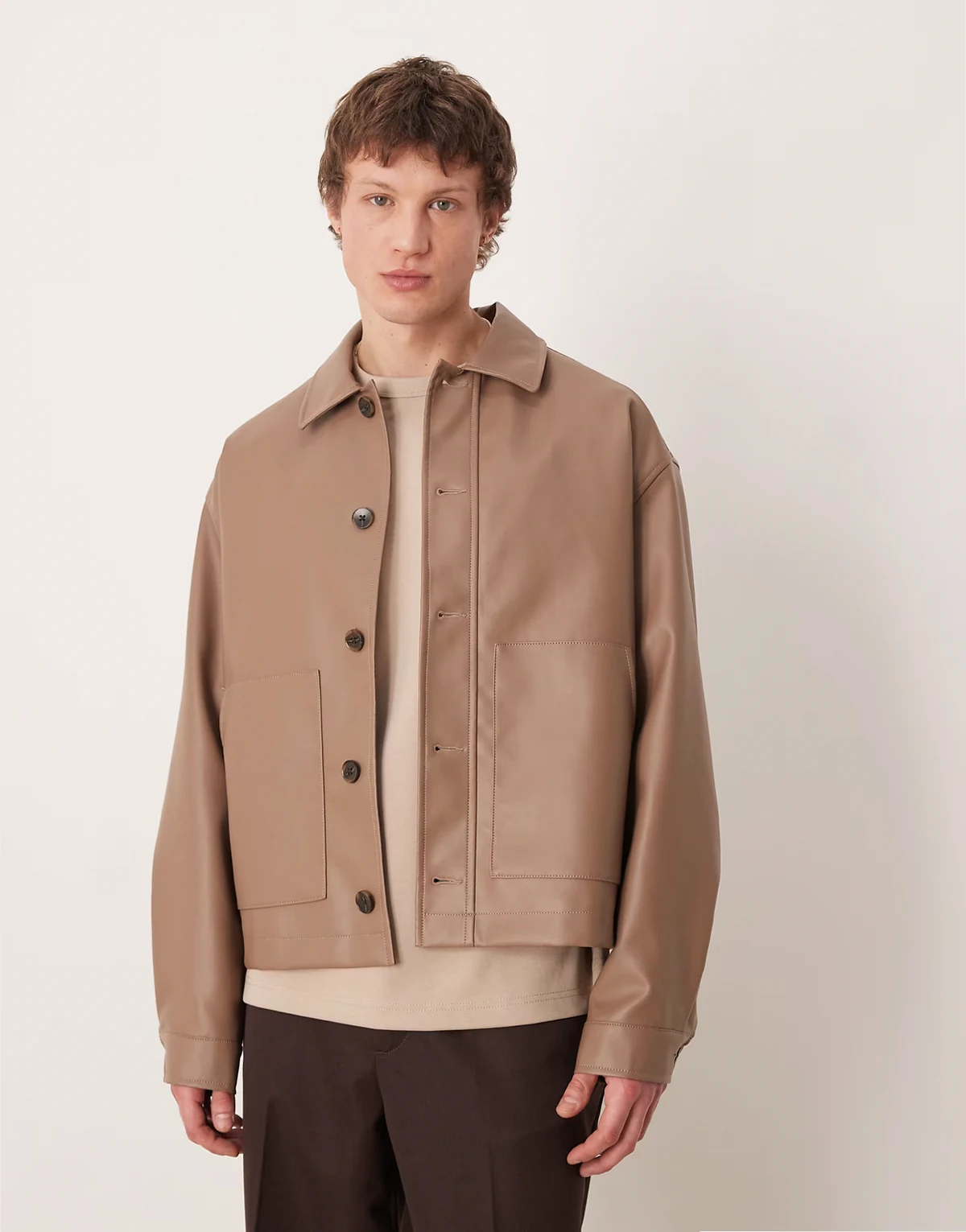 – Coach-Jacke aus Kunstleder in Braun