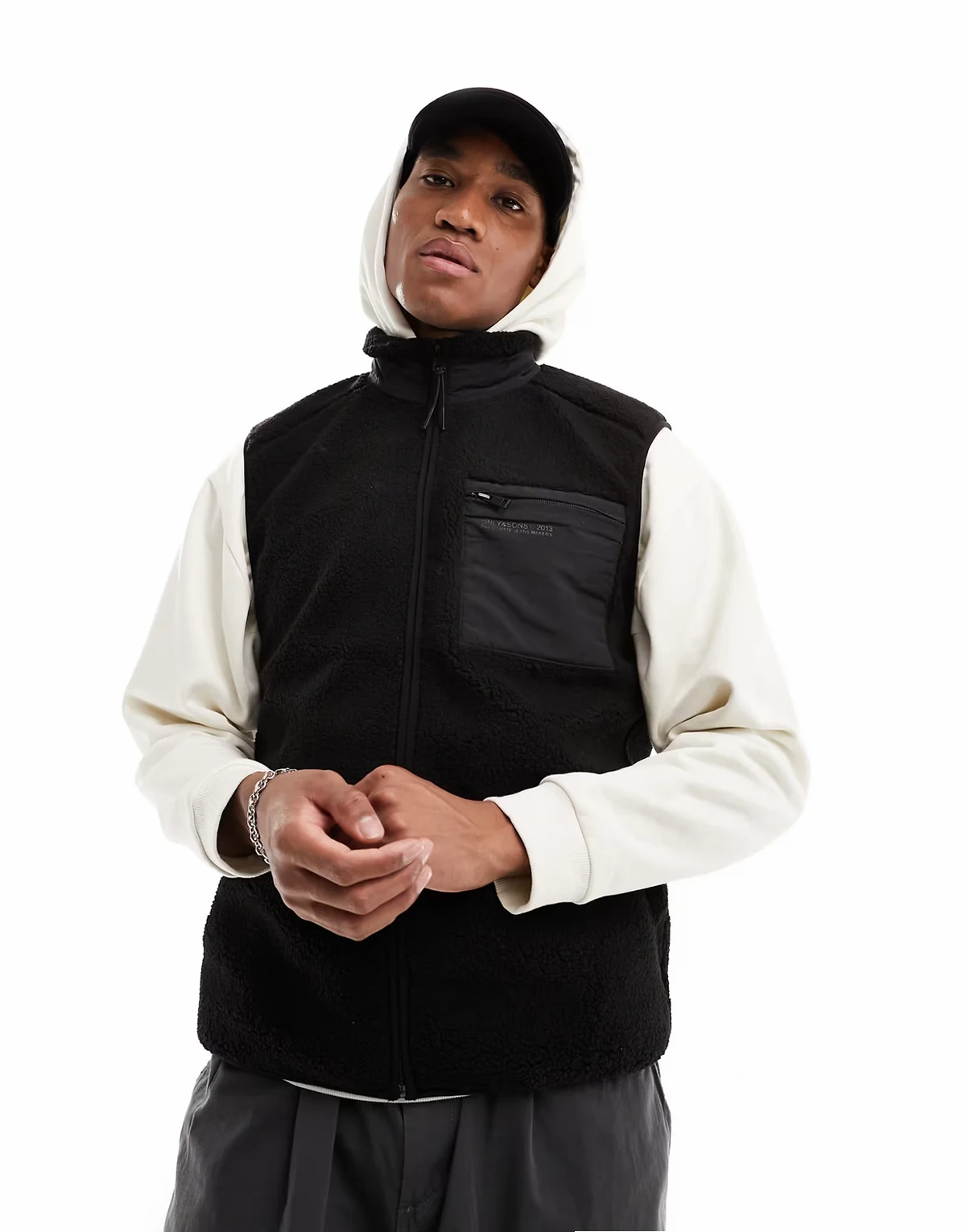 borg gilet vest in black