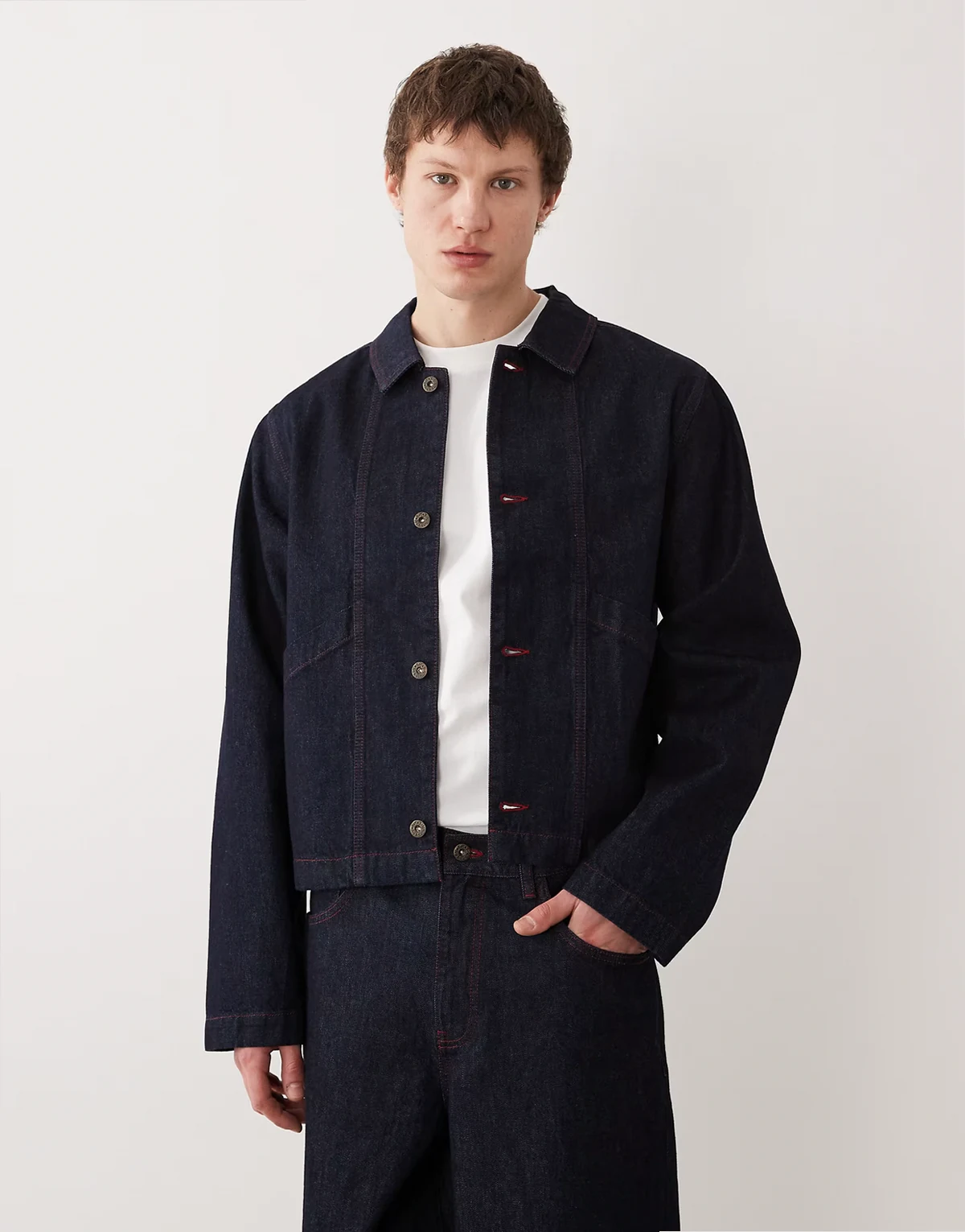 – Harrington-Jeansjacke in Raw Indigo, Kombiteil