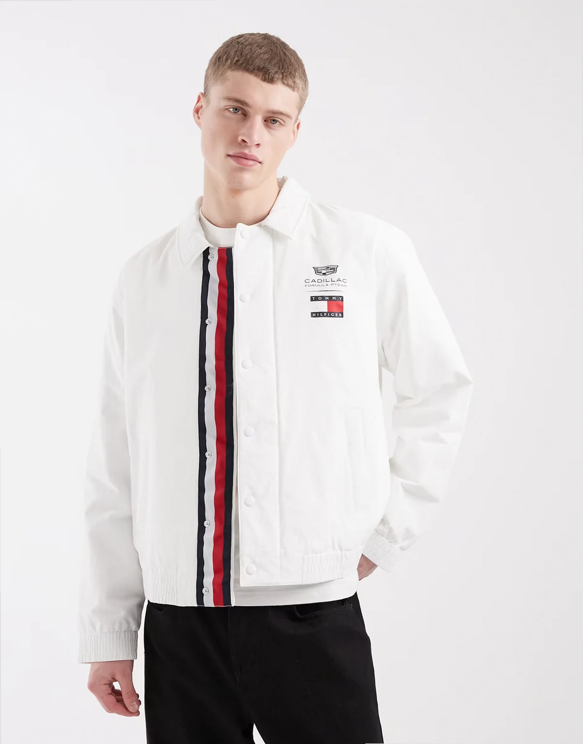 x Cadillac F1 chevron coach jacket in white