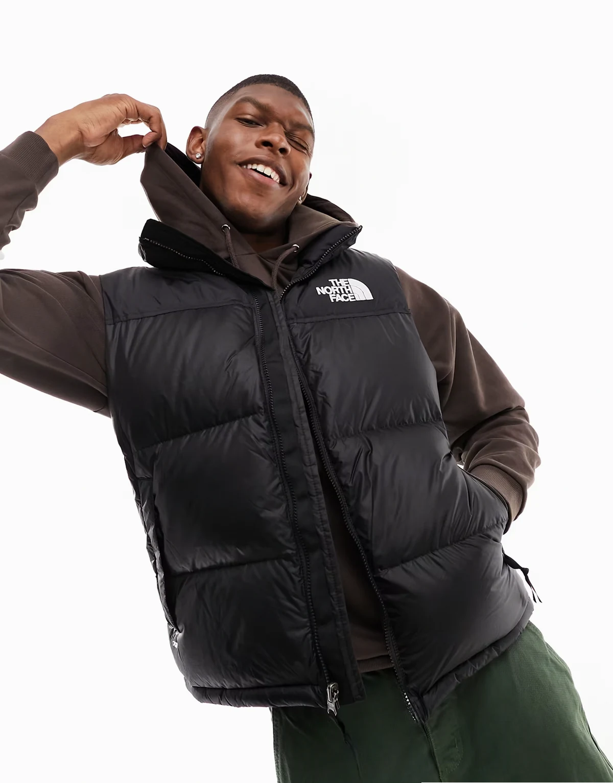 – '96 Retro Nuptse – Gesteppte Daunenweste in Schwarz