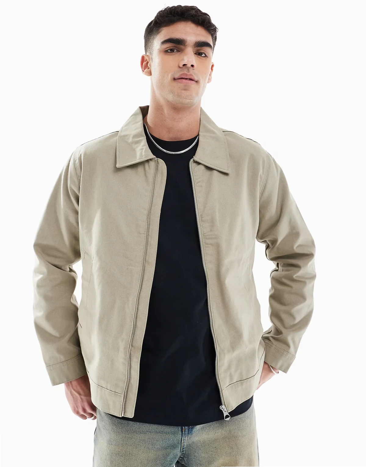 oversized harrington jacket in cream