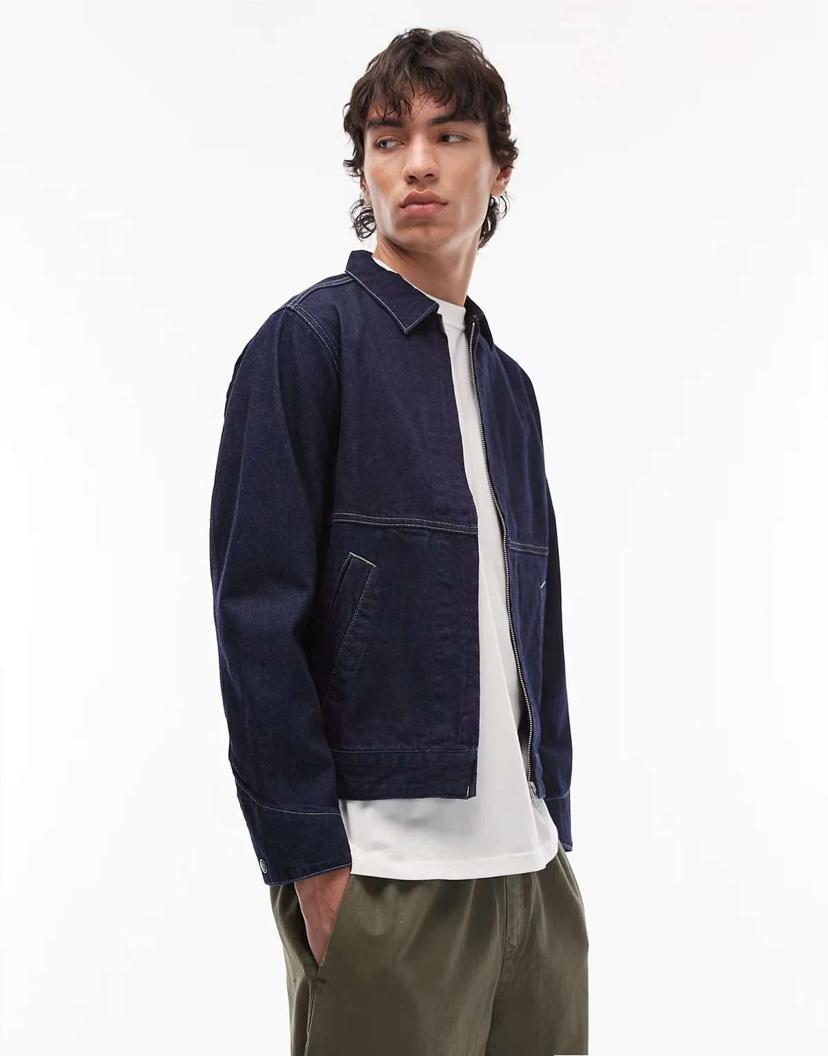 – Truckerjacke in Indigoblau aus japanischem Noppen-Denim