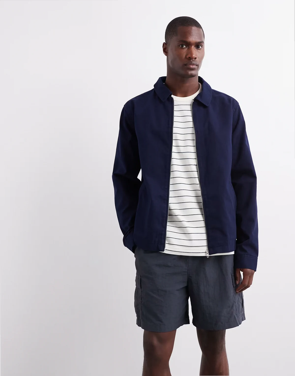 – Marineblaue Harrington-Jacke