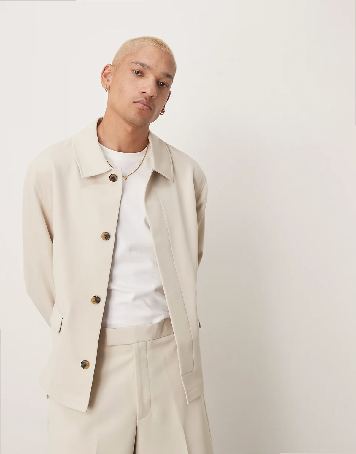 smart harrington jacket in stone twill - part of a set