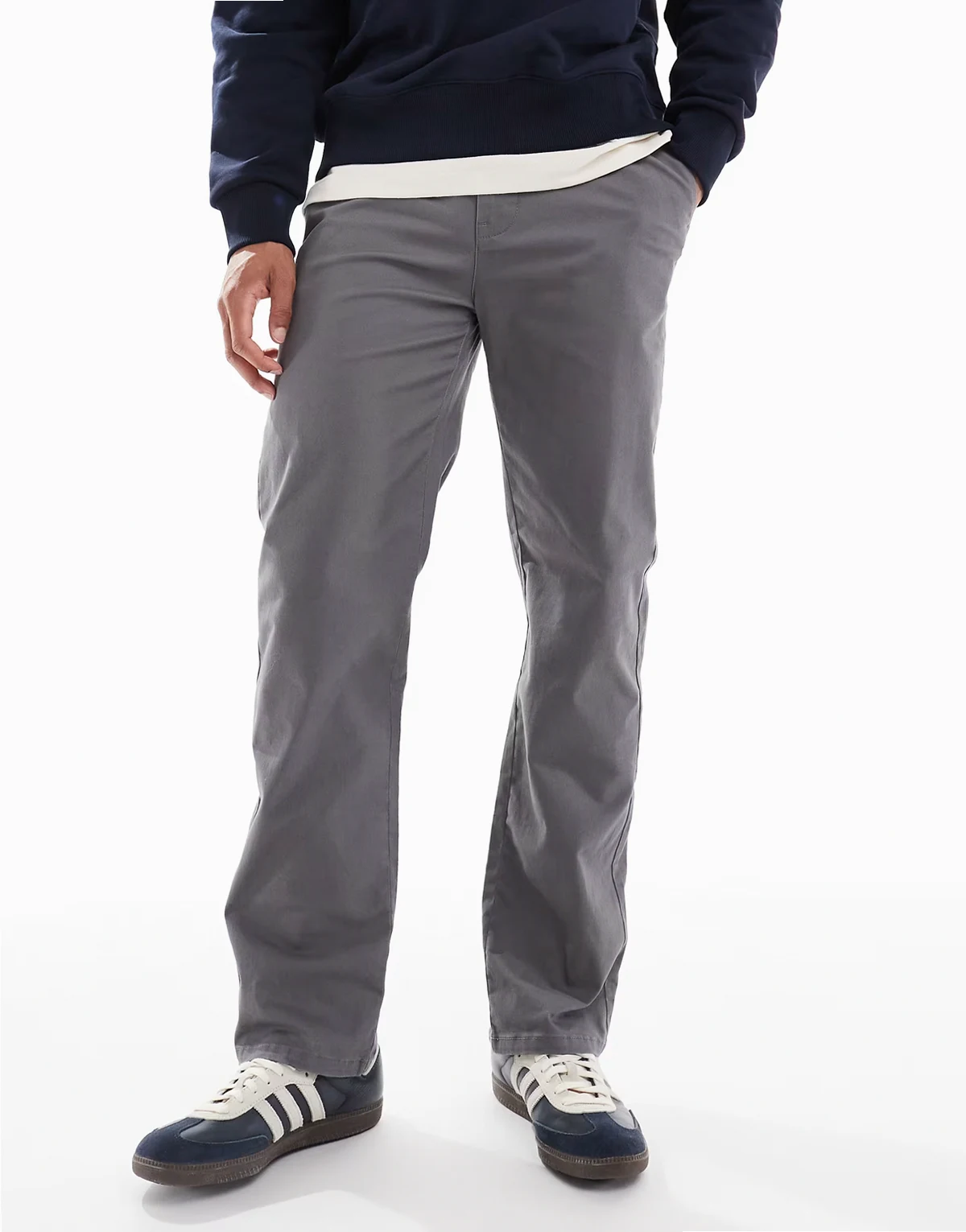 straight fit pants in slate gray