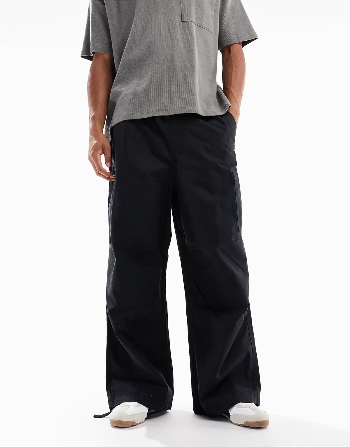 – Baggy-Fit-Cargohose aus Ripstop in Schwarz mit Oversize-Passform